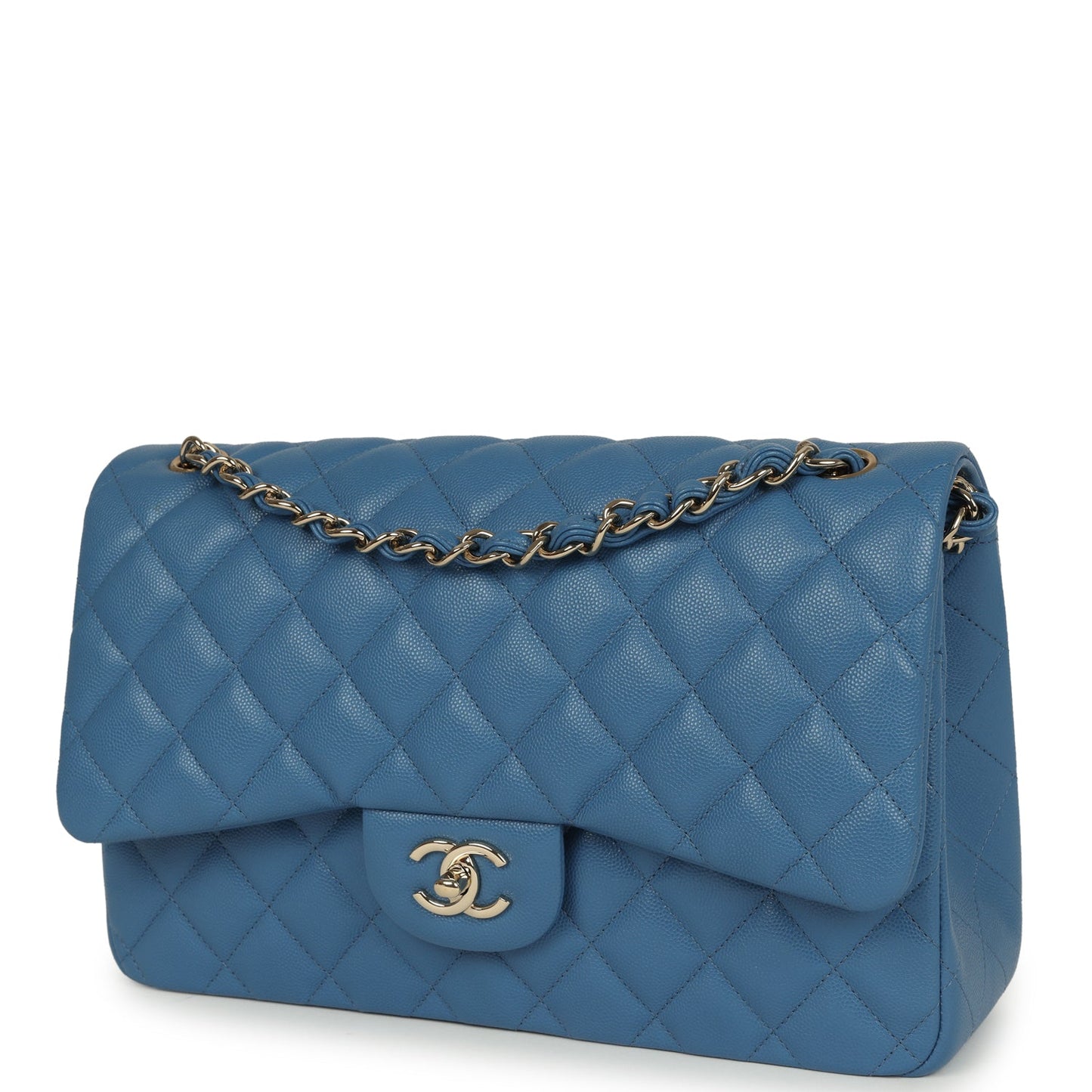 Chanel Jumbo Classic Double Flap Bag Blue Caviar Silver Hardware