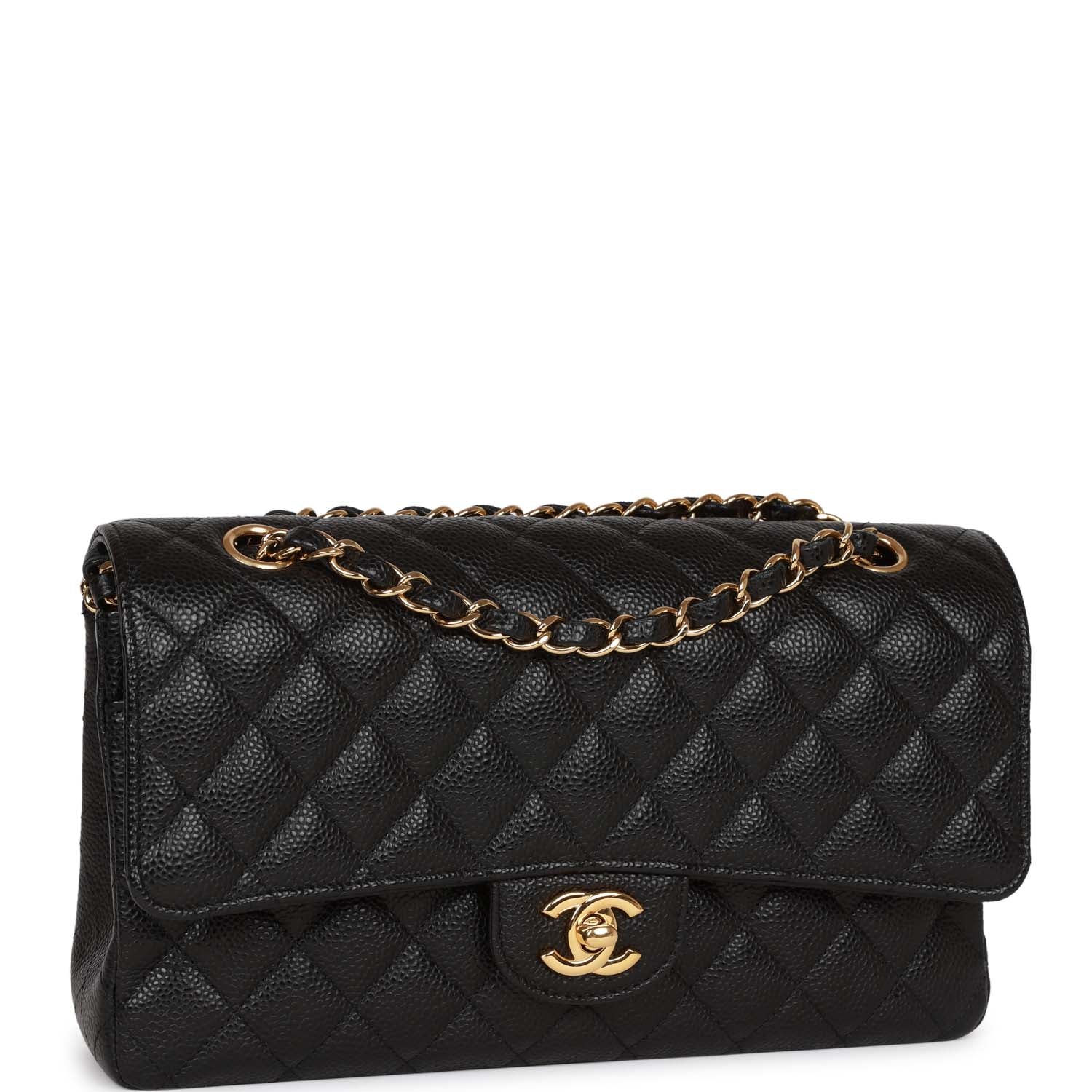 Chanel Medium Classic Double Flap Bag Black Caviar Gold Hardware