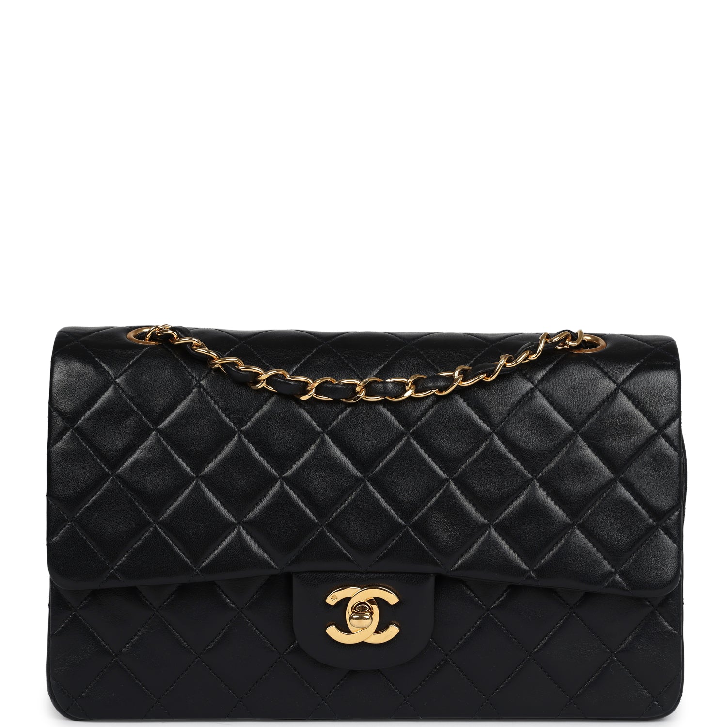 Chanel Medium Classic Double Flap Black Lambskin Gold Hardware Handbag