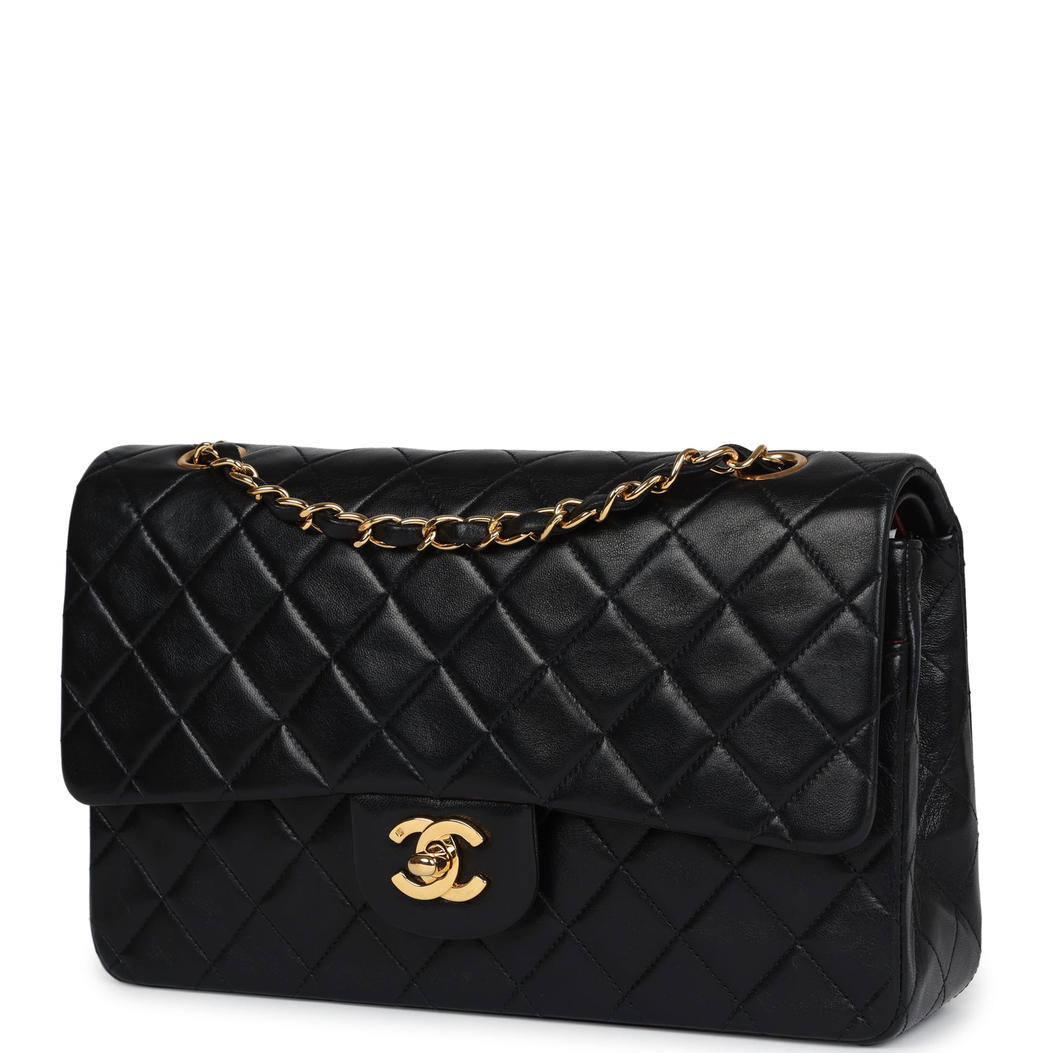 Chanel Medium Classic Double Flap Black Lambskin Gold Hardware Bag 3