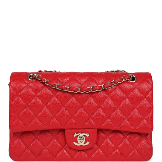Chanel Medium Classic Double Flap Red Caviar Light Gold Hardware