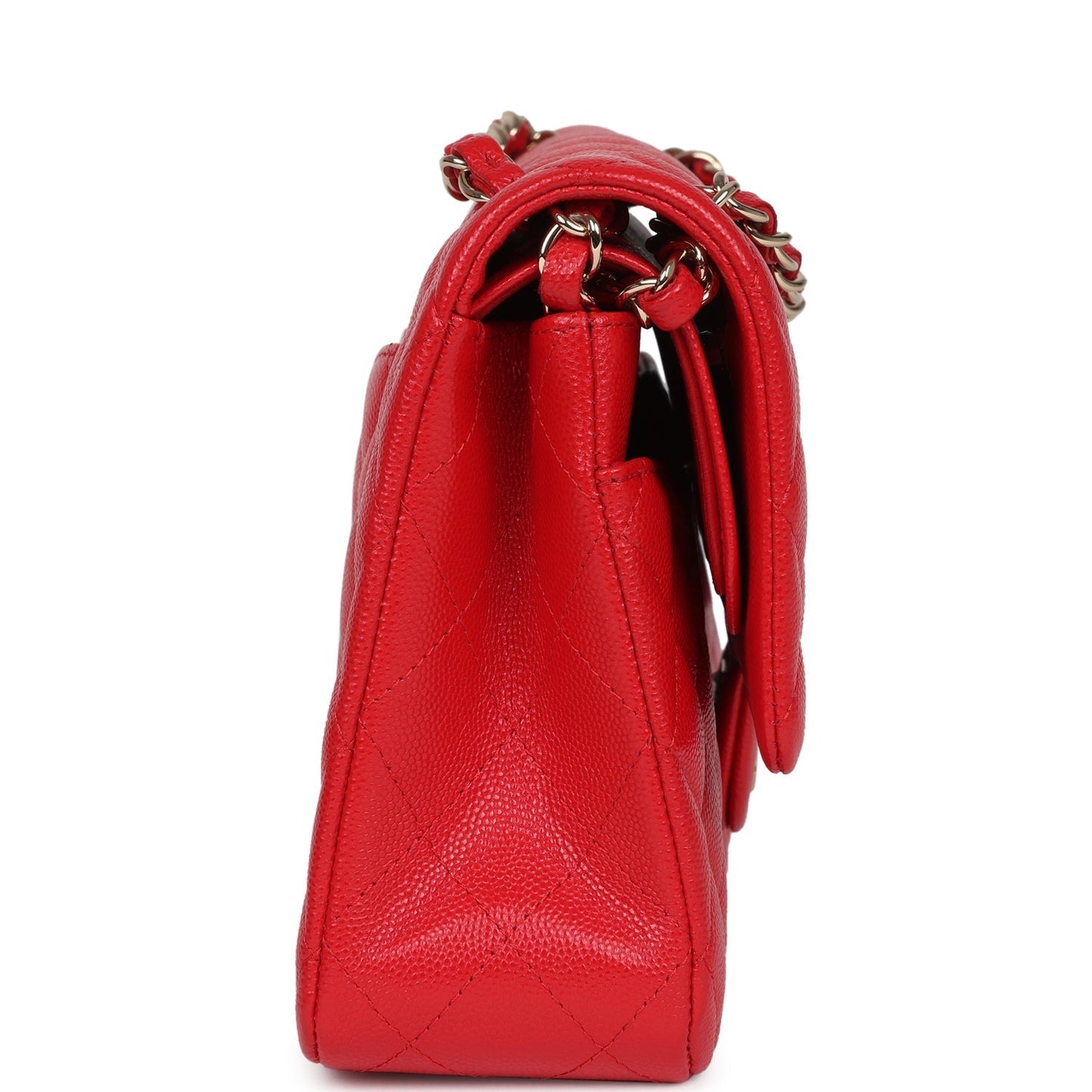 Chanel Medium Classic Double Flap Red Caviar Light Gold Hardware