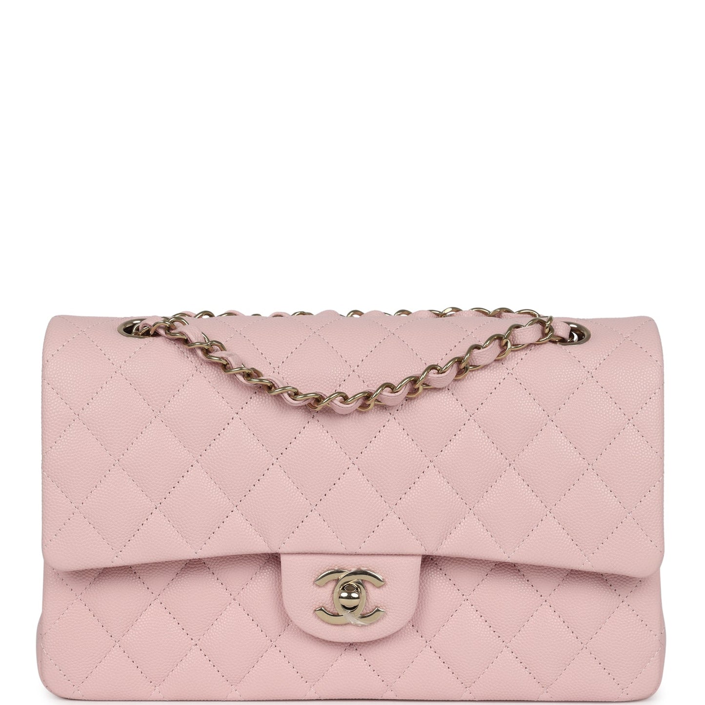 Chanel Medium Classic Double Flap Light Pink Caviar Light Gold Hardware