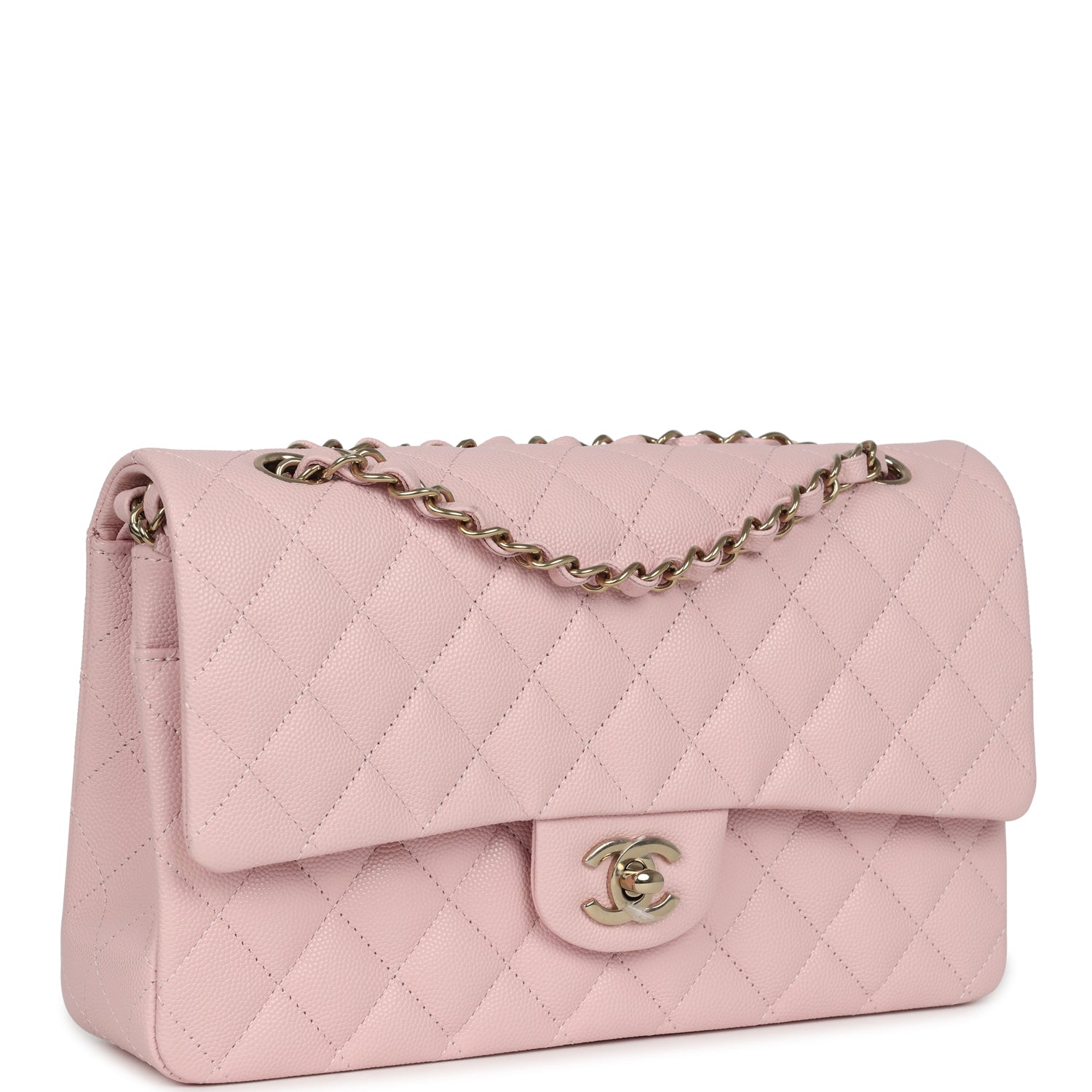 Chanel Medium Classic Double Flap Light Pink Caviar Light Gold Hardware