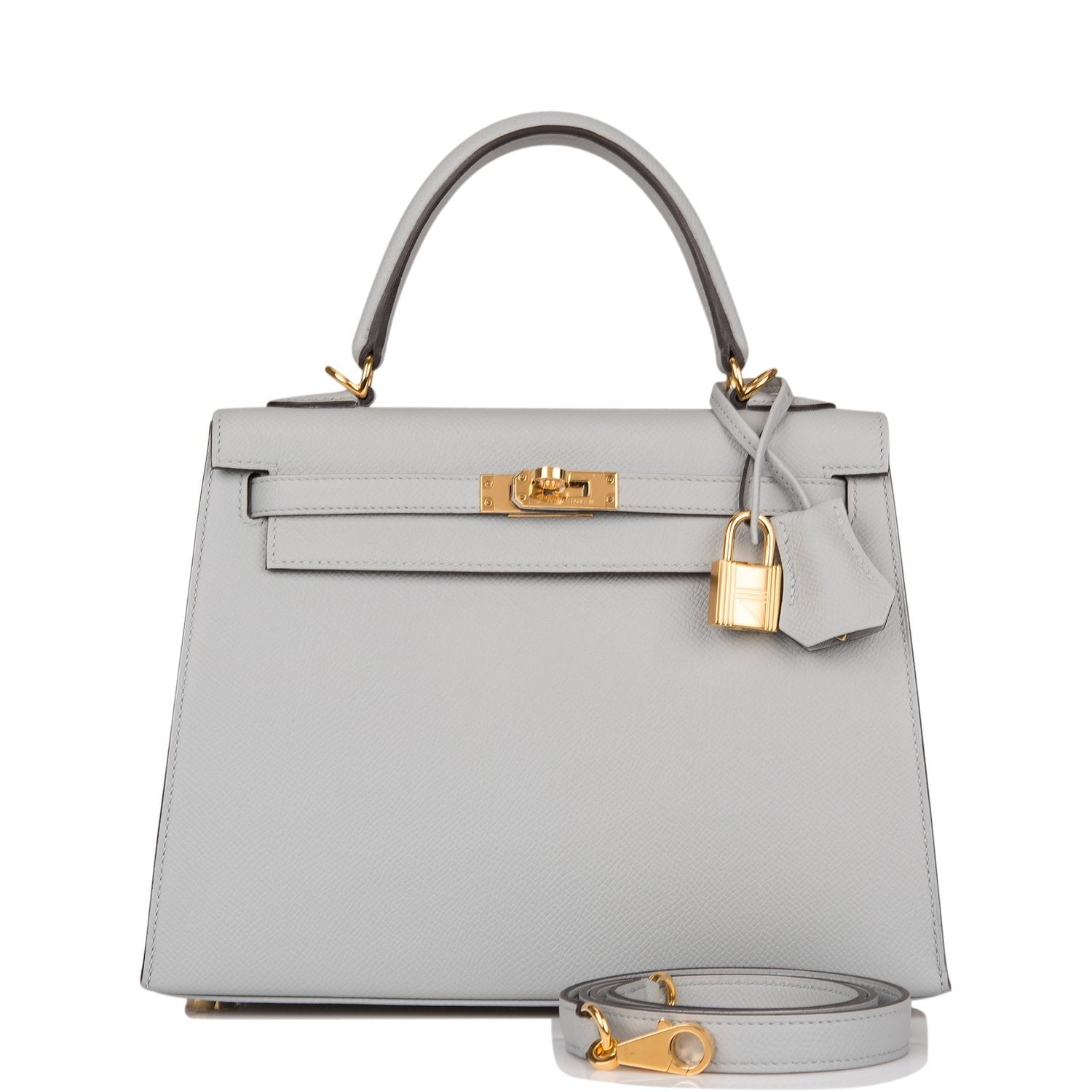 Hermes Kelly Sellier Bleu Glacier Epsom Hardware Handbag Gold Travel Bag