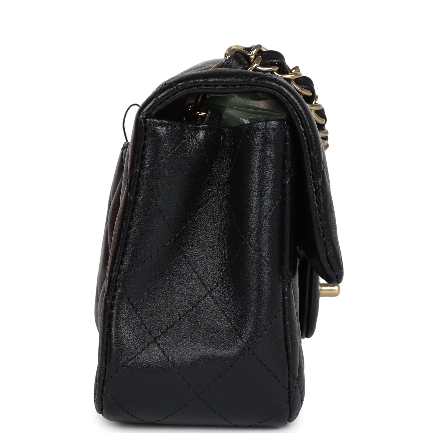 Chanel Mini Rectangular Flap Bag Black Lambskin Gold Hardware