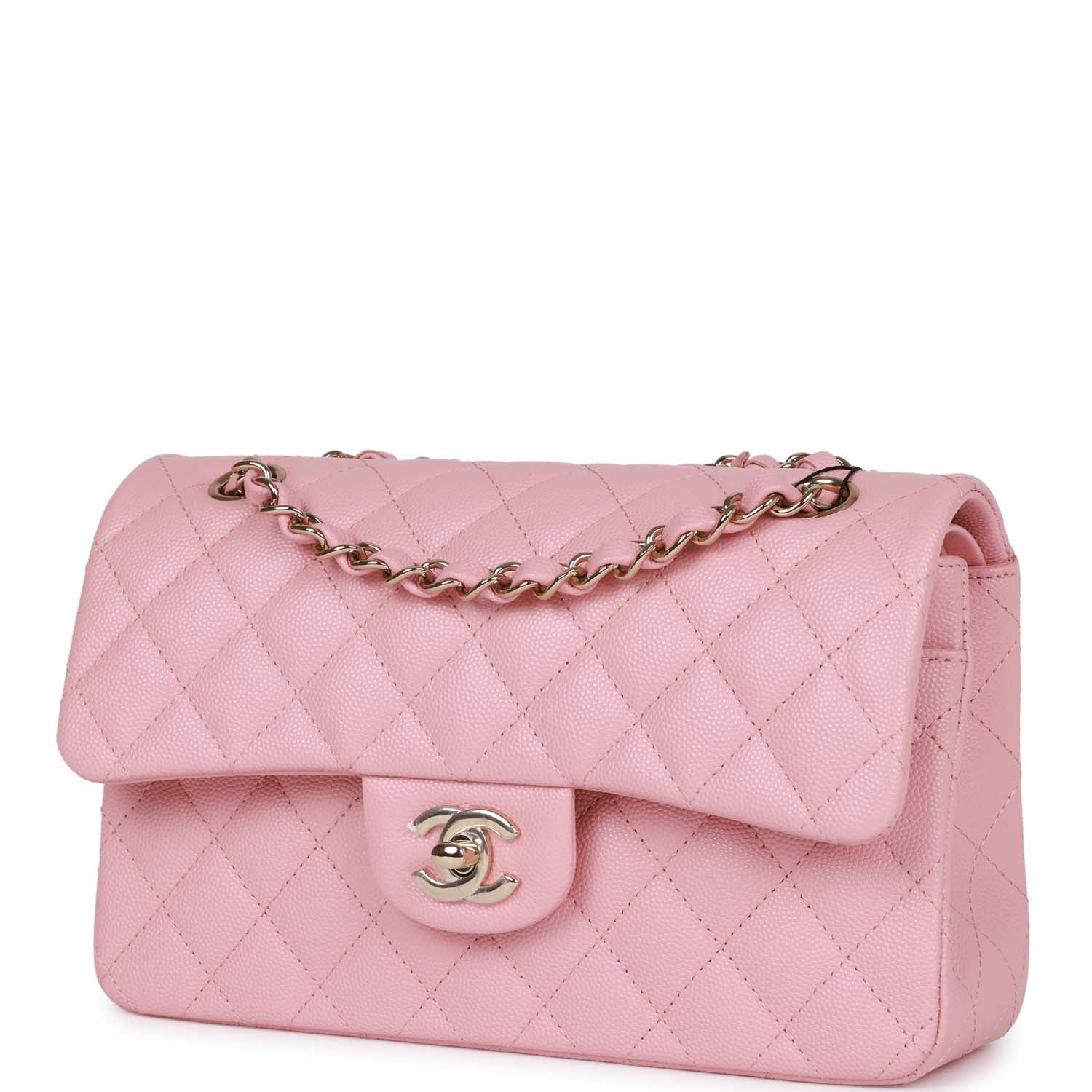 Chanel Small Classic Double Flap Bag Pink Caviar Light Gold Hardware