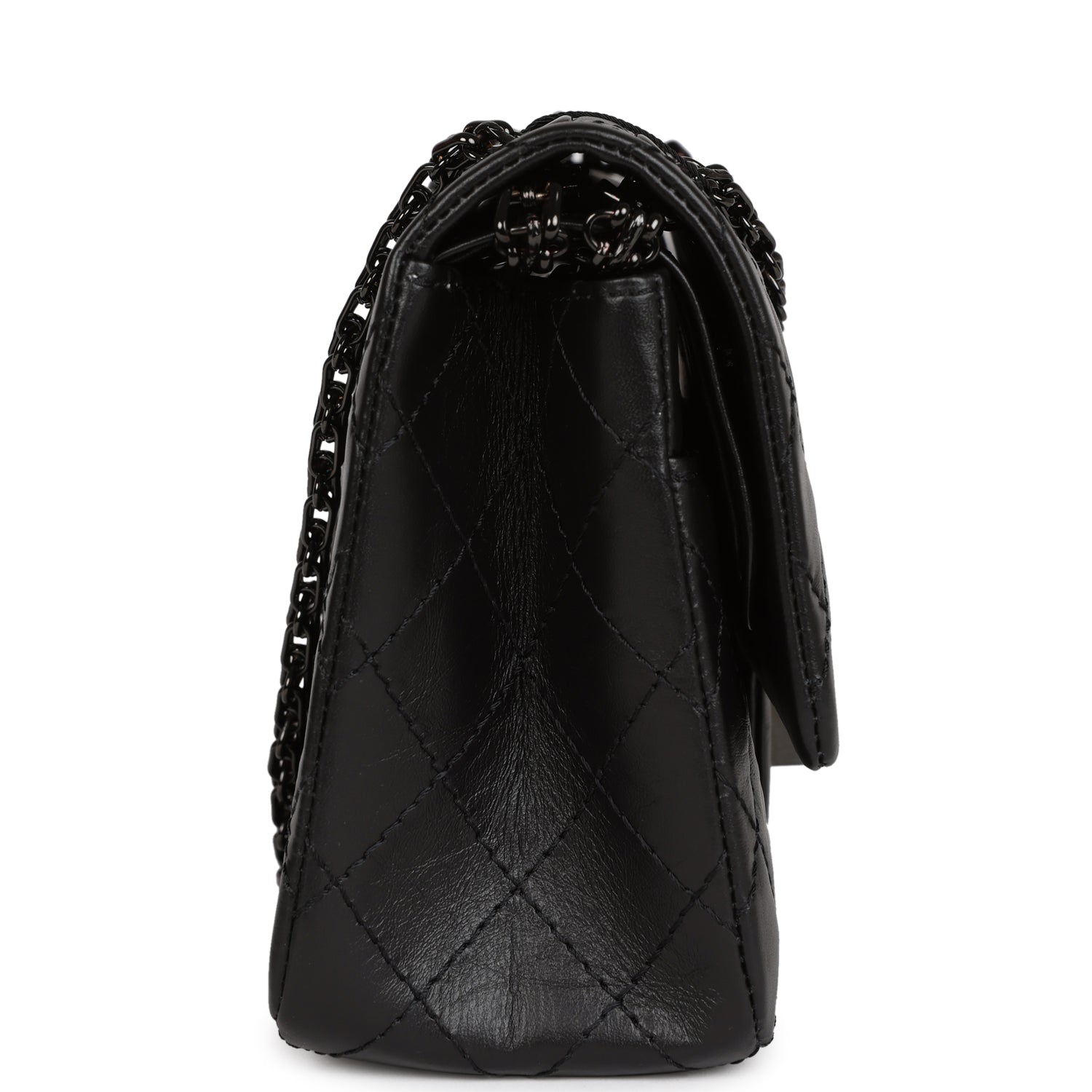 Chanel Small Reissue 226 2.55 So Black Aged Calfskin Black Hardware Bag