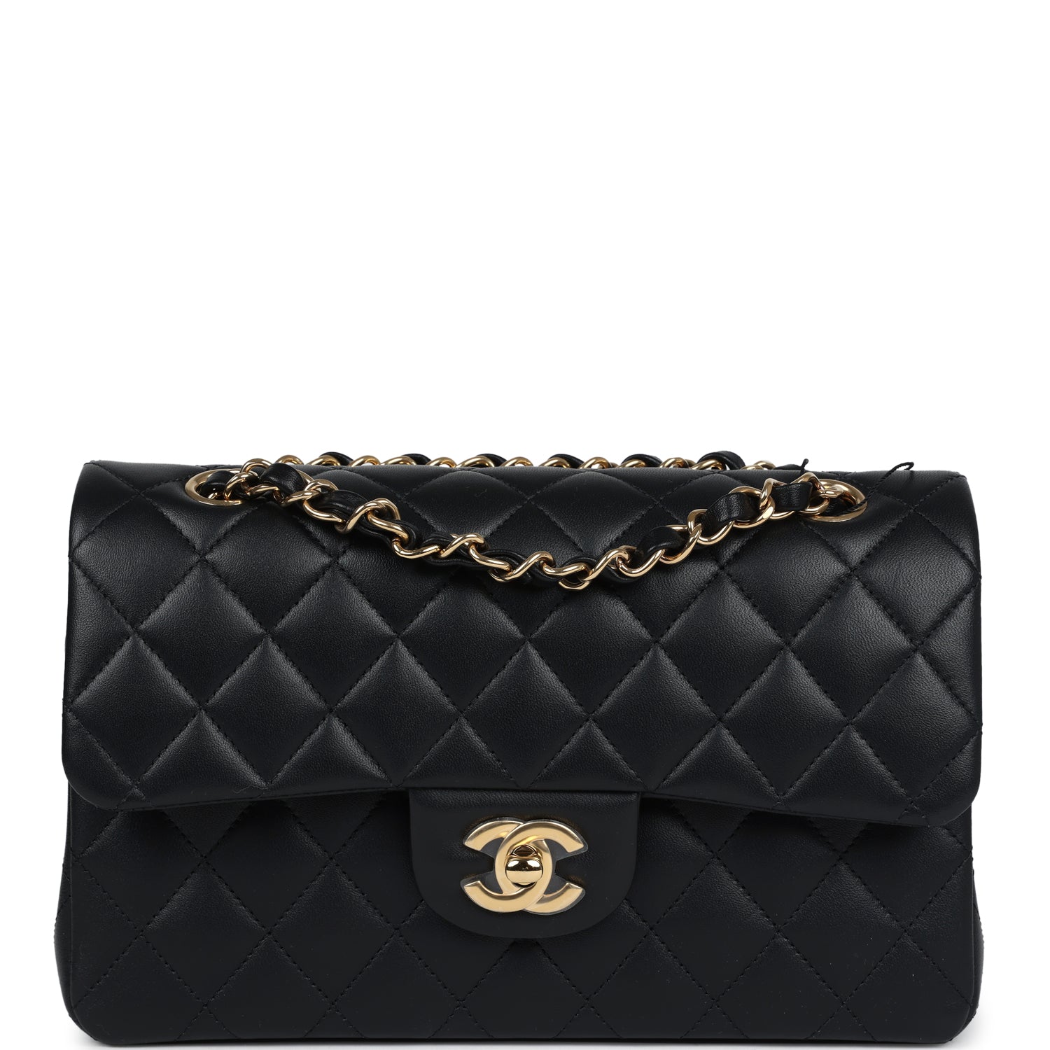 Chanel Small Classic Double Flap Black Lambskin Gold Hardware Handbag