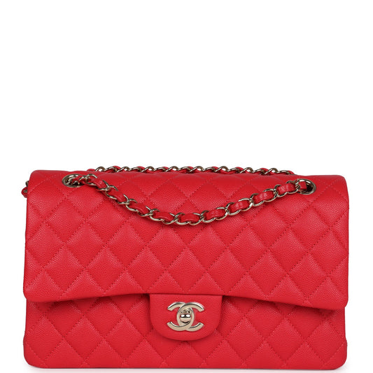 Chanel Small Classic Double Flap Red Caviar Light Gold Hardware Handbag
