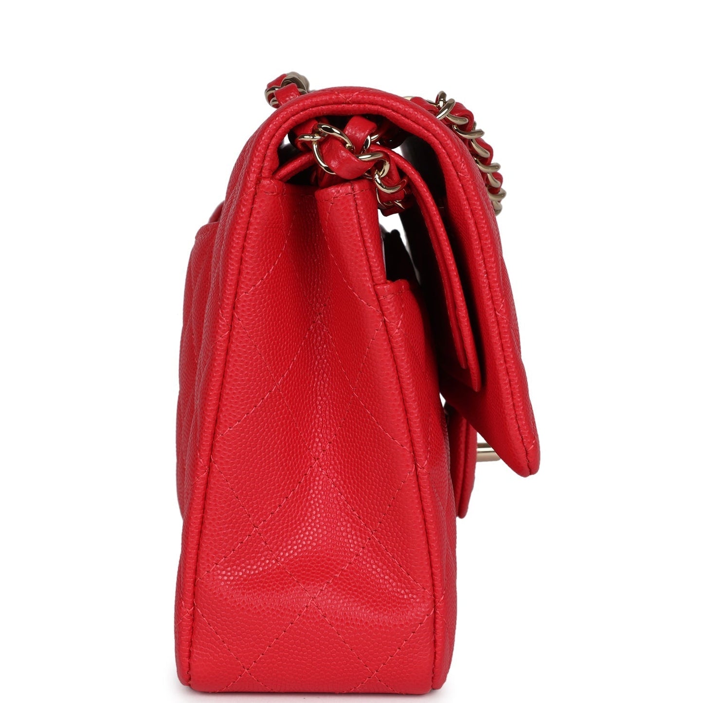 Chanel Small Classic Double Flap Red Caviar Light Gold Hardware Handbag