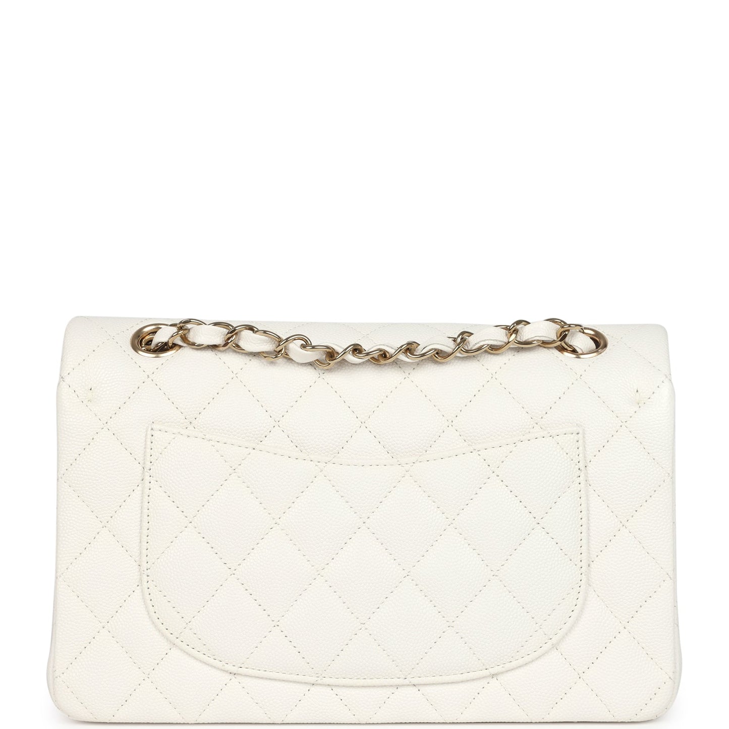 Chanel Small Classic Double Flap White Caviar Light Gold Hardware