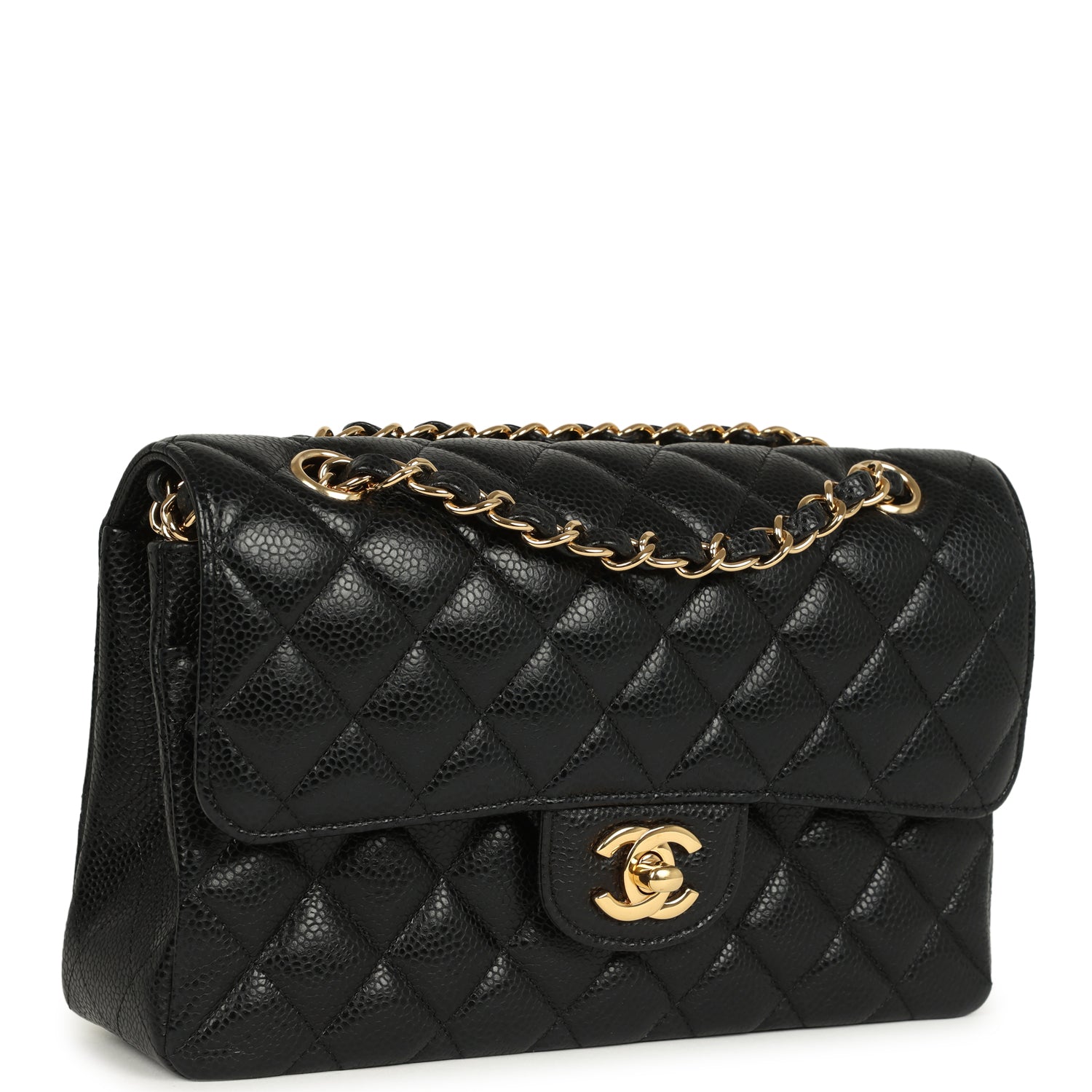 Chanel Small Classic Double Flap Bag Black Caviar Gold Hardware