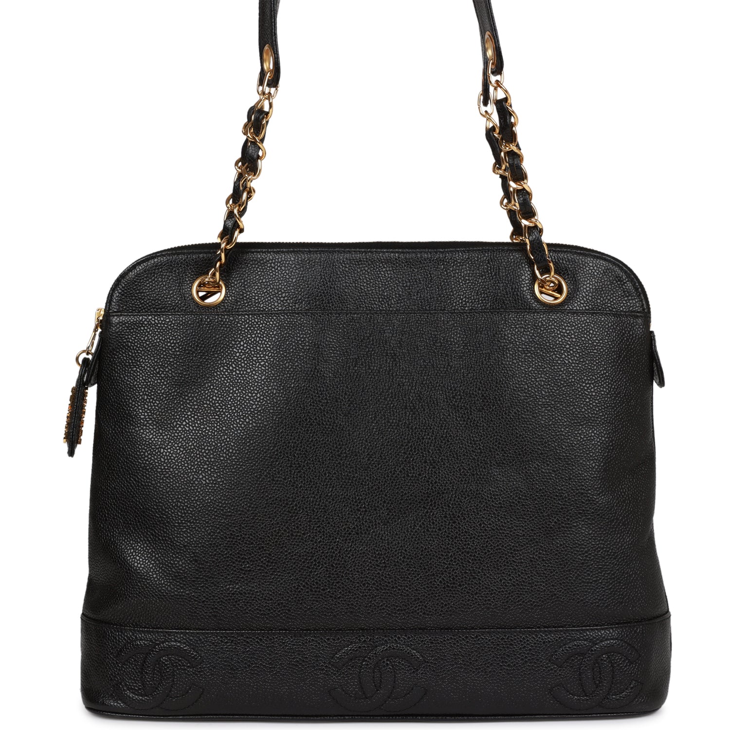   Chanel Triple CC Tote Bag Black Caviar Gold Hardware