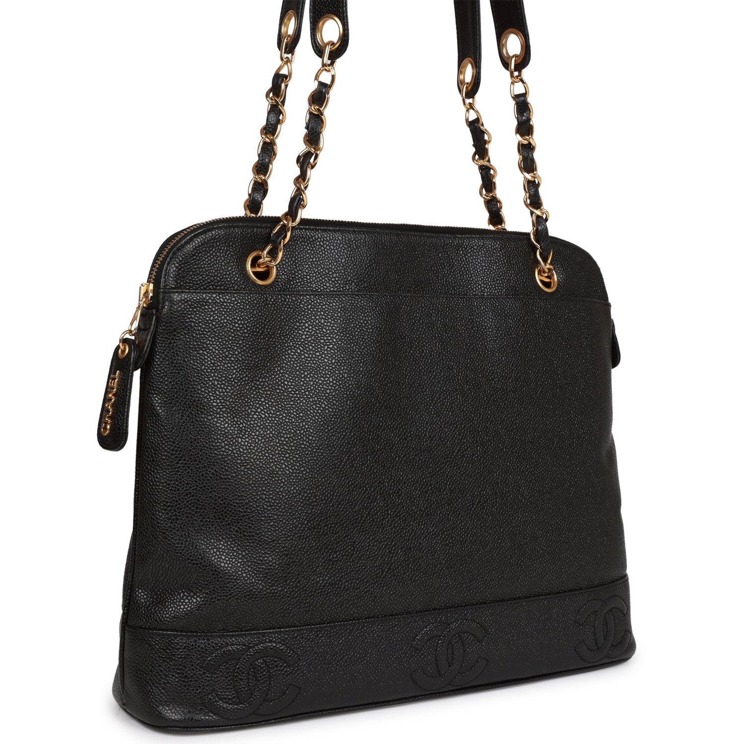   Chanel Triple CC Tote Bag Black Caviar Gold Hardware