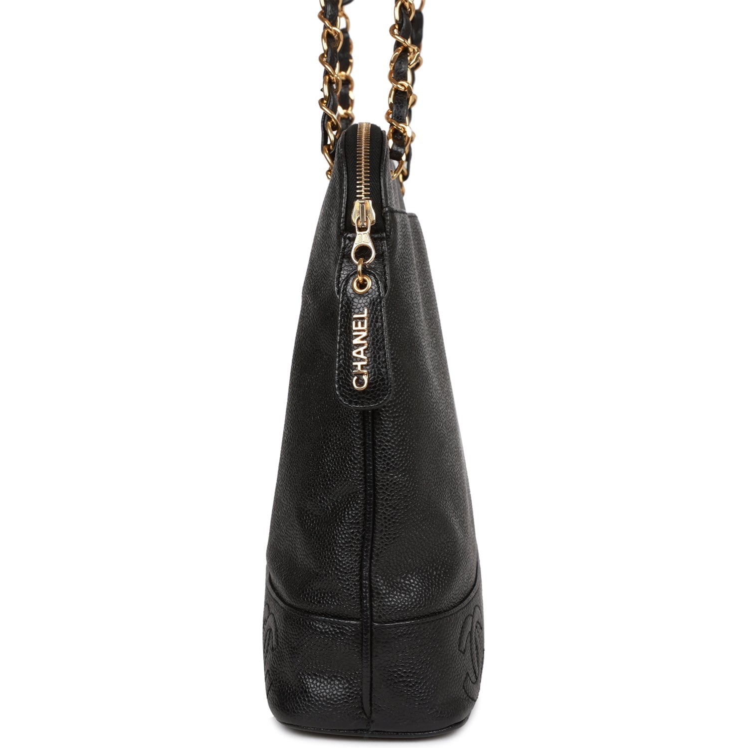   Chanel Triple CC Tote Bag Black Caviar Gold Hardware