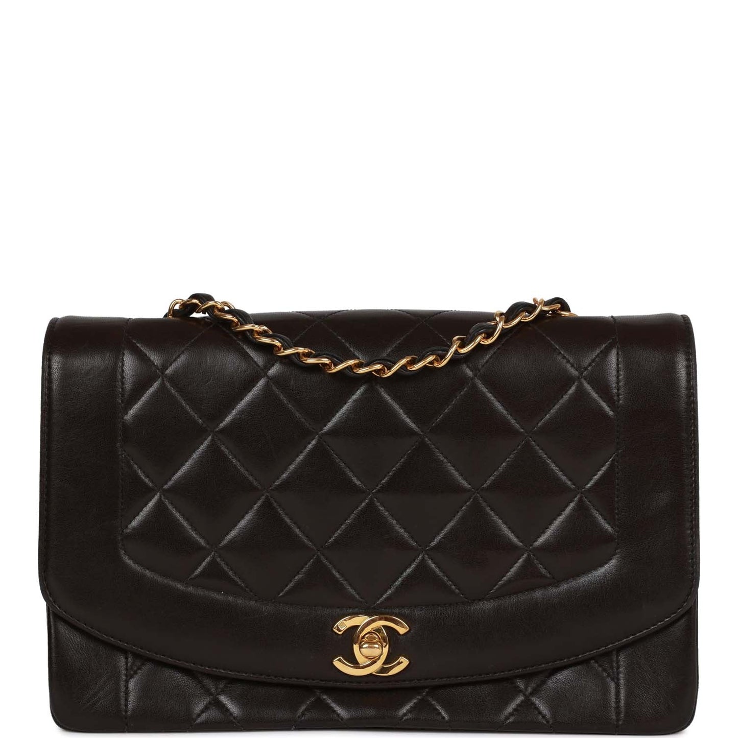   Chanel Medium Diana Flap Bag Black Quilted Lambskin Gold Hardware