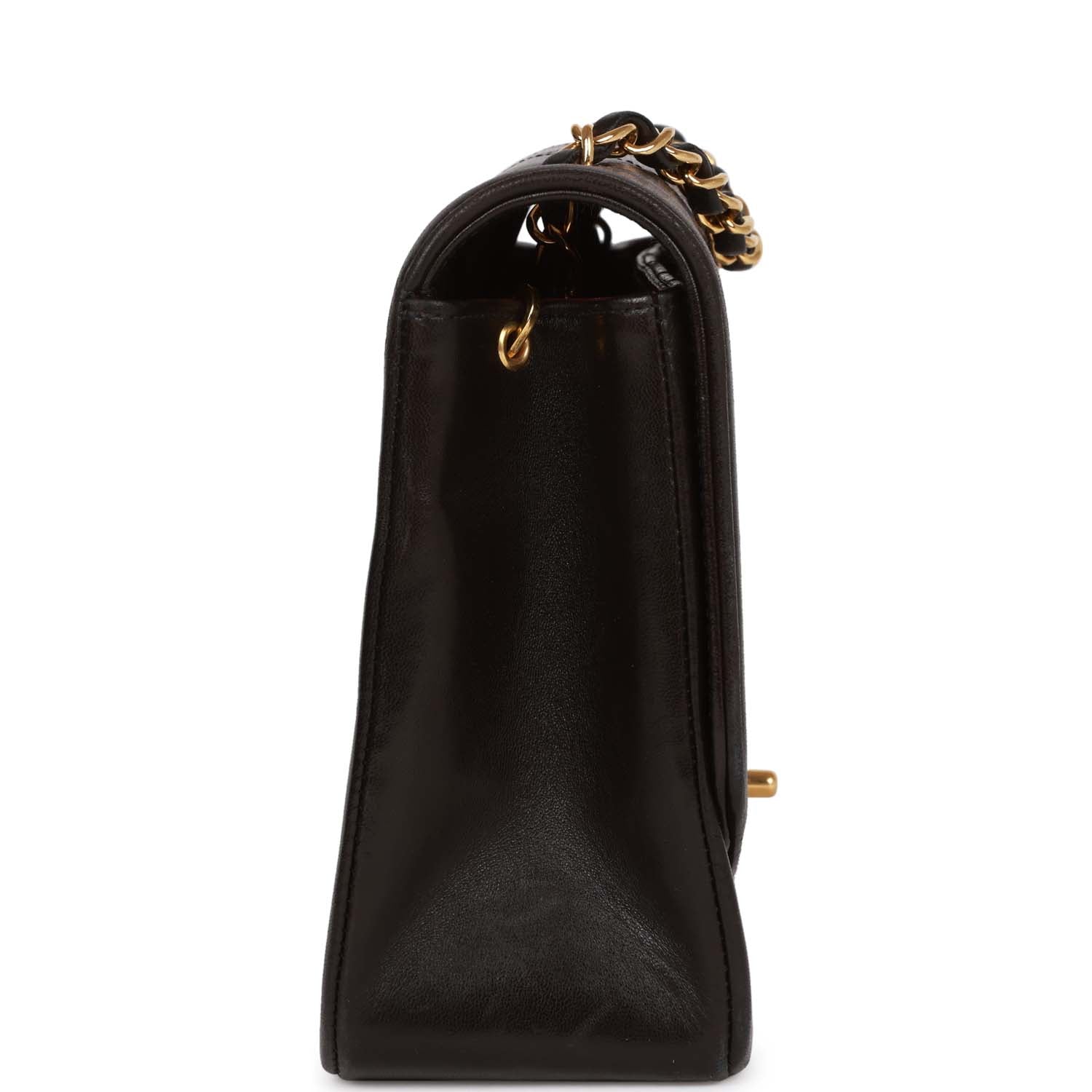   Chanel Medium Diana Flap Bag Black Quilted Lambskin Gold Hardware