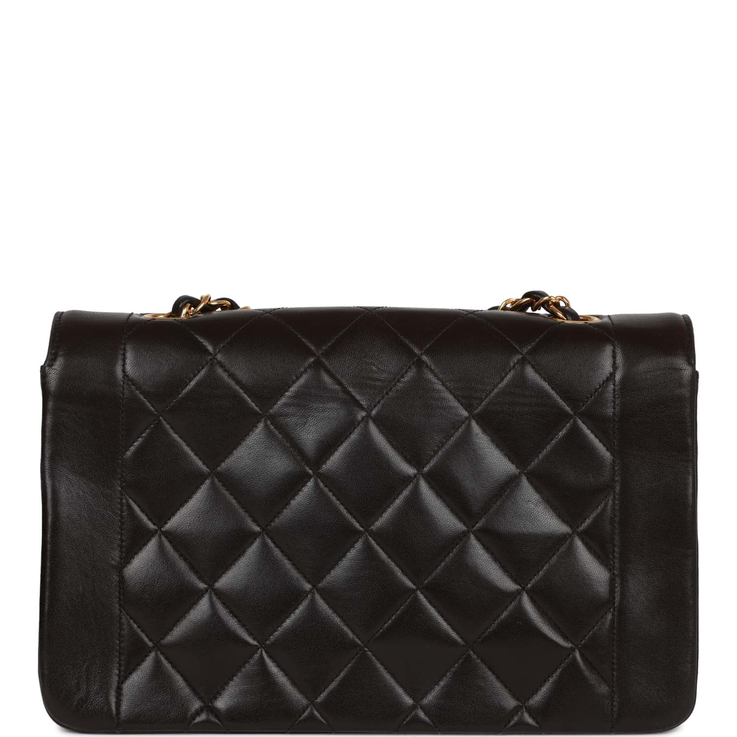   Chanel Medium Diana Flap Bag Black Quilted Lambskin Gold Hardware