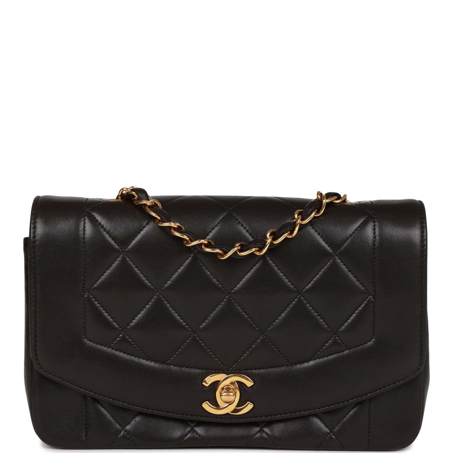   Chanel Small Diana Flap Bag Black Lambskin Gold Hardware