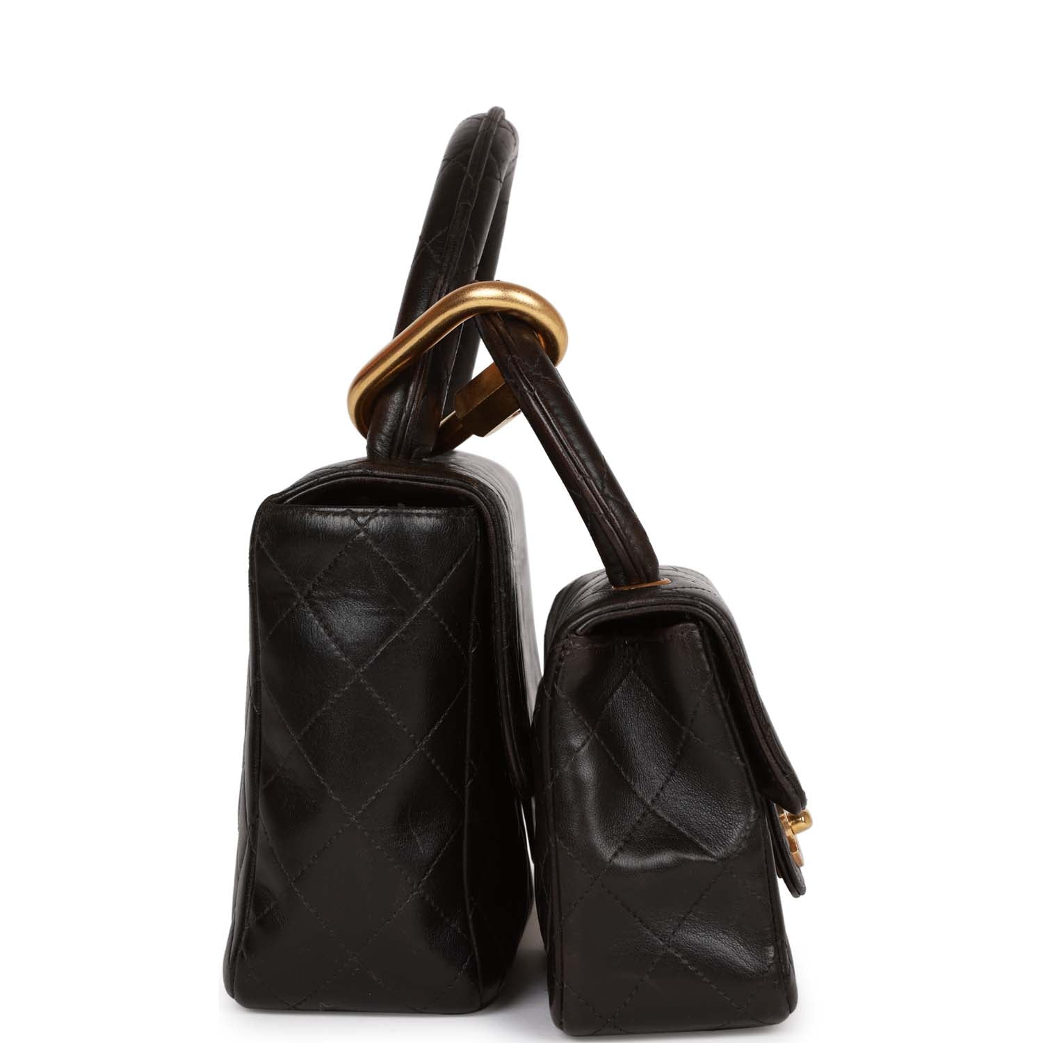   Chanel Kelly Parent and Child Flap Bag Set Black Lambskin Gold Hardware