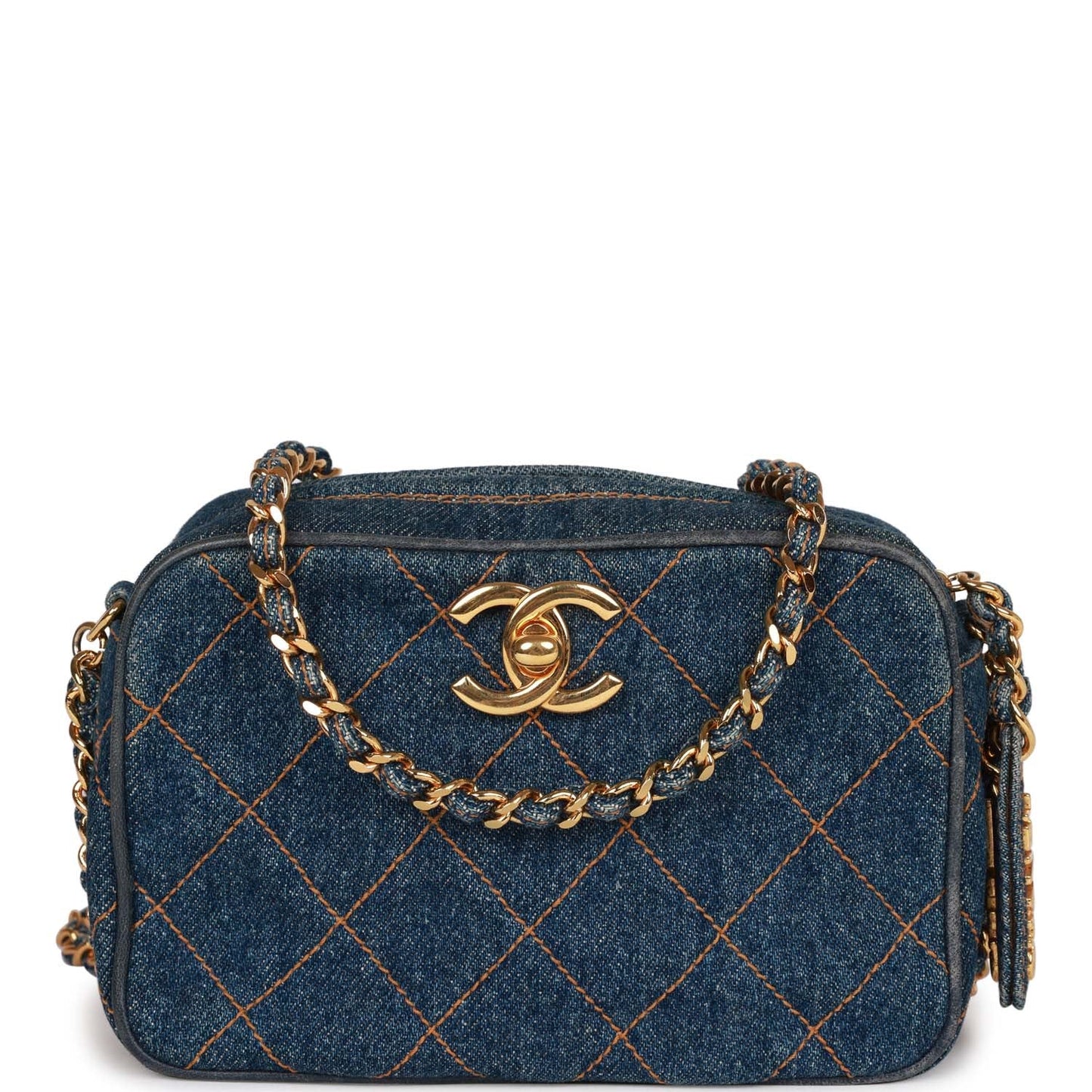   Chanel Mini Camera Bag Blue Denim Gold Hardware