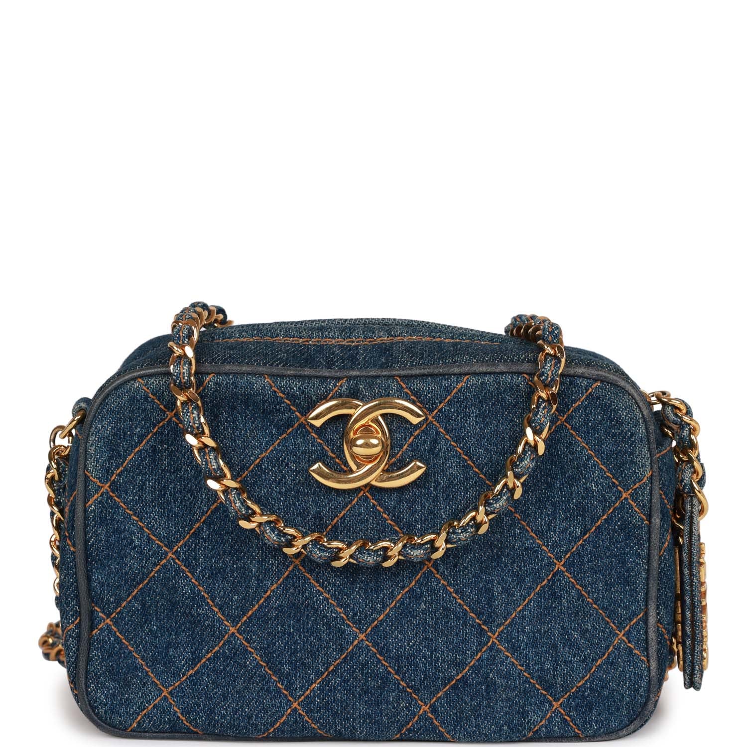   Chanel Mini Camera Bag Blue Denim Gold Hardware