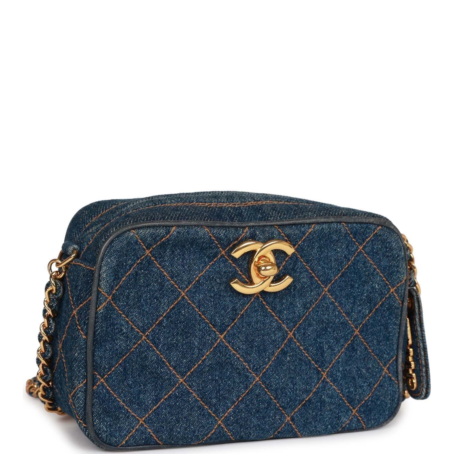   Chanel Mini Camera Bag Blue Denim Gold Hardware