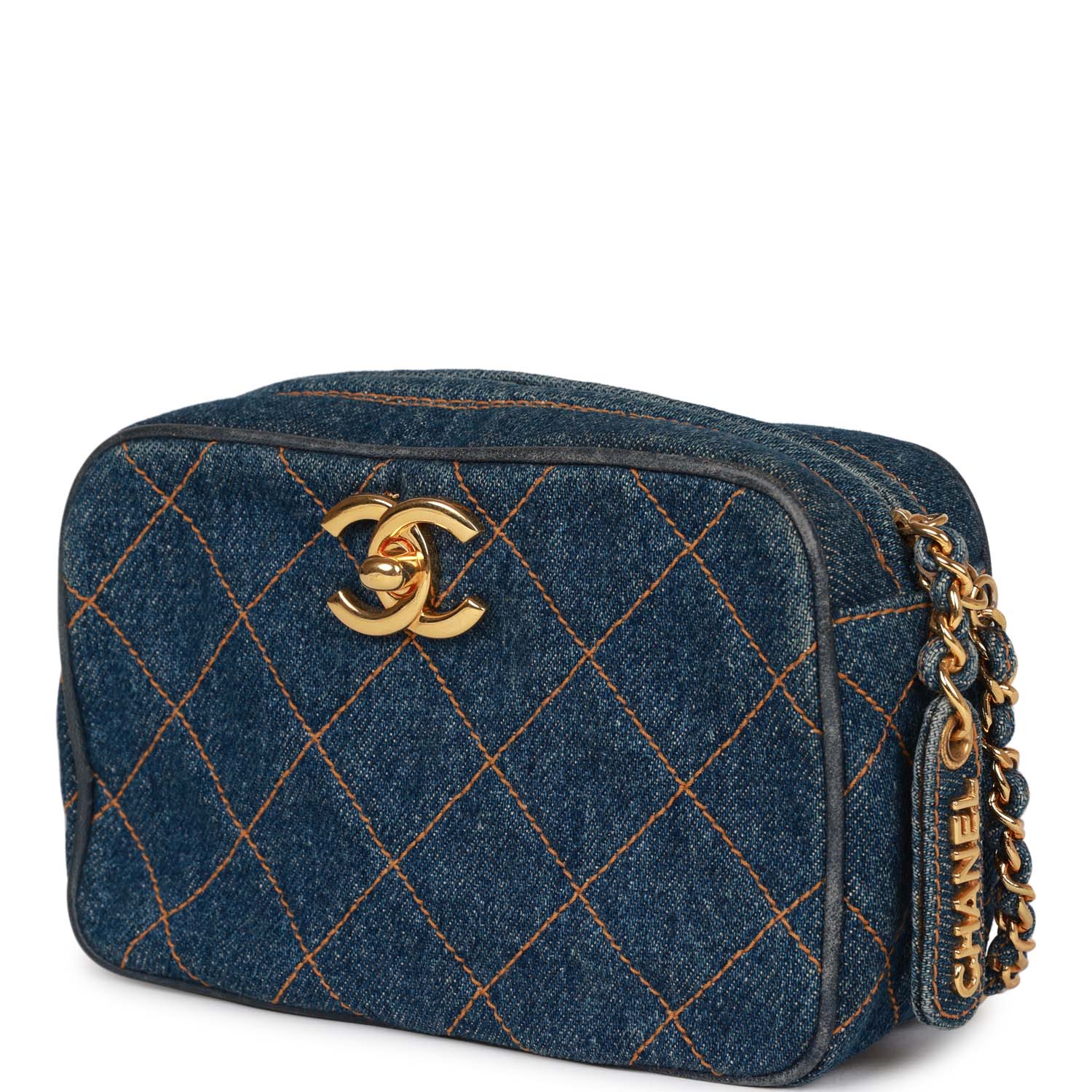   Chanel Mini Camera Bag Blue Denim Gold Hardware