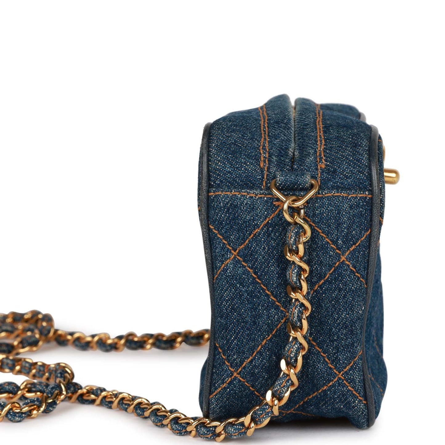   Chanel Mini Camera Bag Blue Denim Gold Hardware
