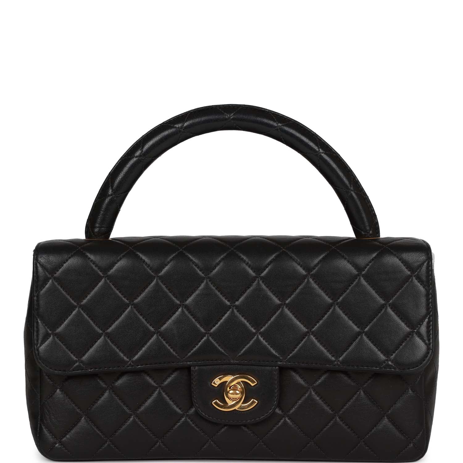   Chanel Kelly Parent Flap Bag Black Lambskin Gold Hardware
