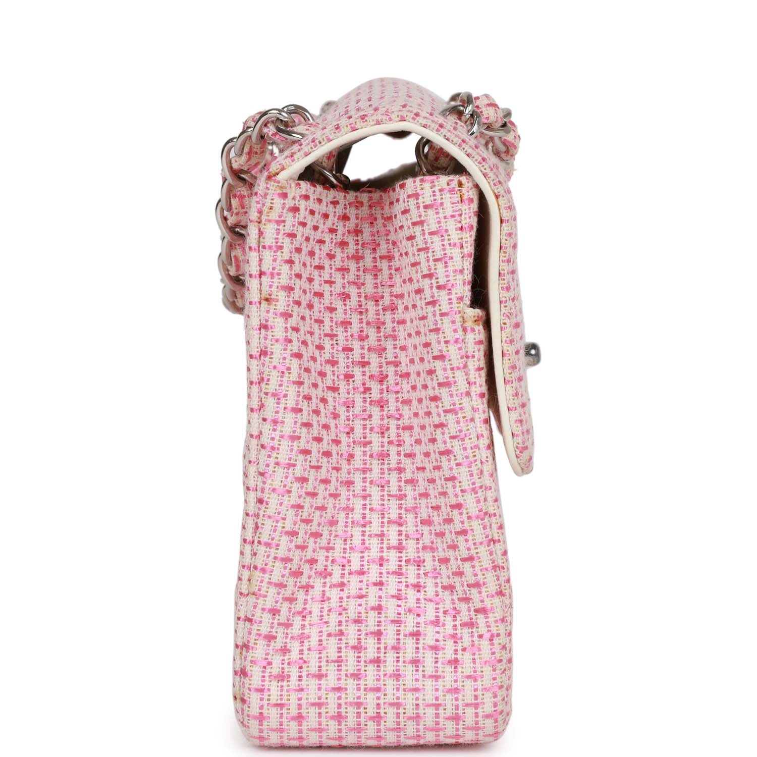   Chanel Classic Mini Flap Bag Pink Tweed Silver Hardware