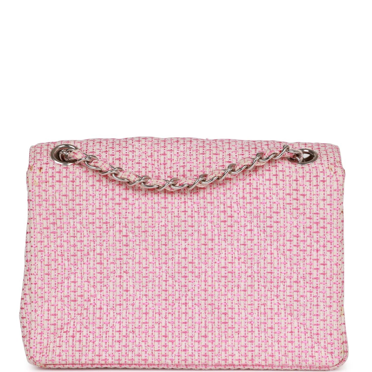   Chanel Classic Mini Flap Bag Pink Tweed Silver Hardware