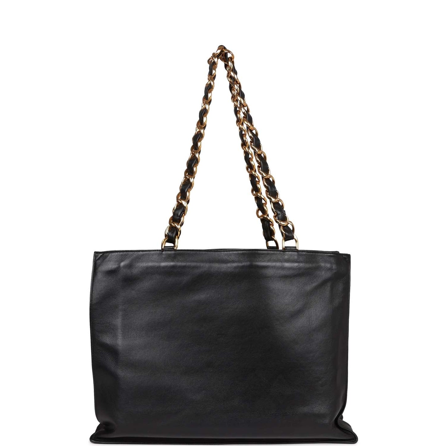   Chanel CC Chain Shopping Tote Bag Black Lambskin Gold Hardware