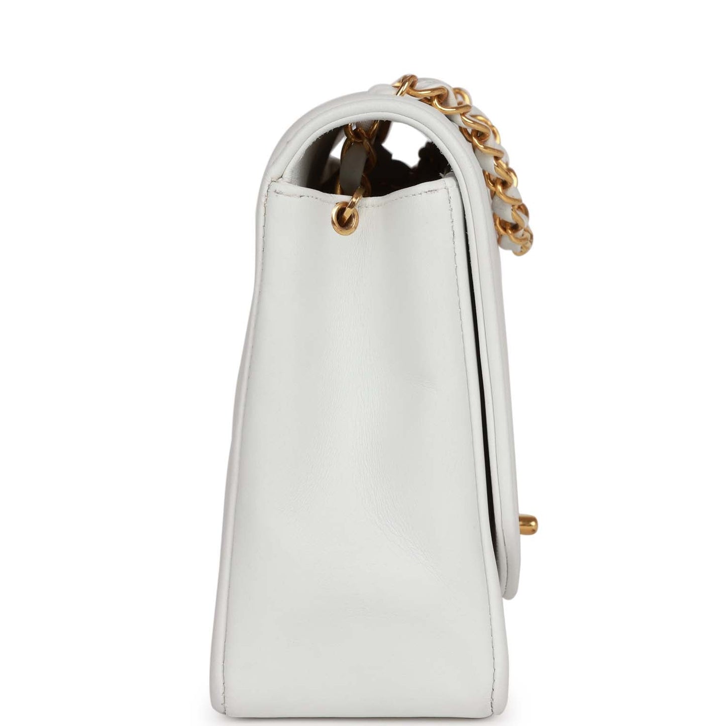   Chanel Medium Diana Flap Bag White Lambskin Gold Hardware