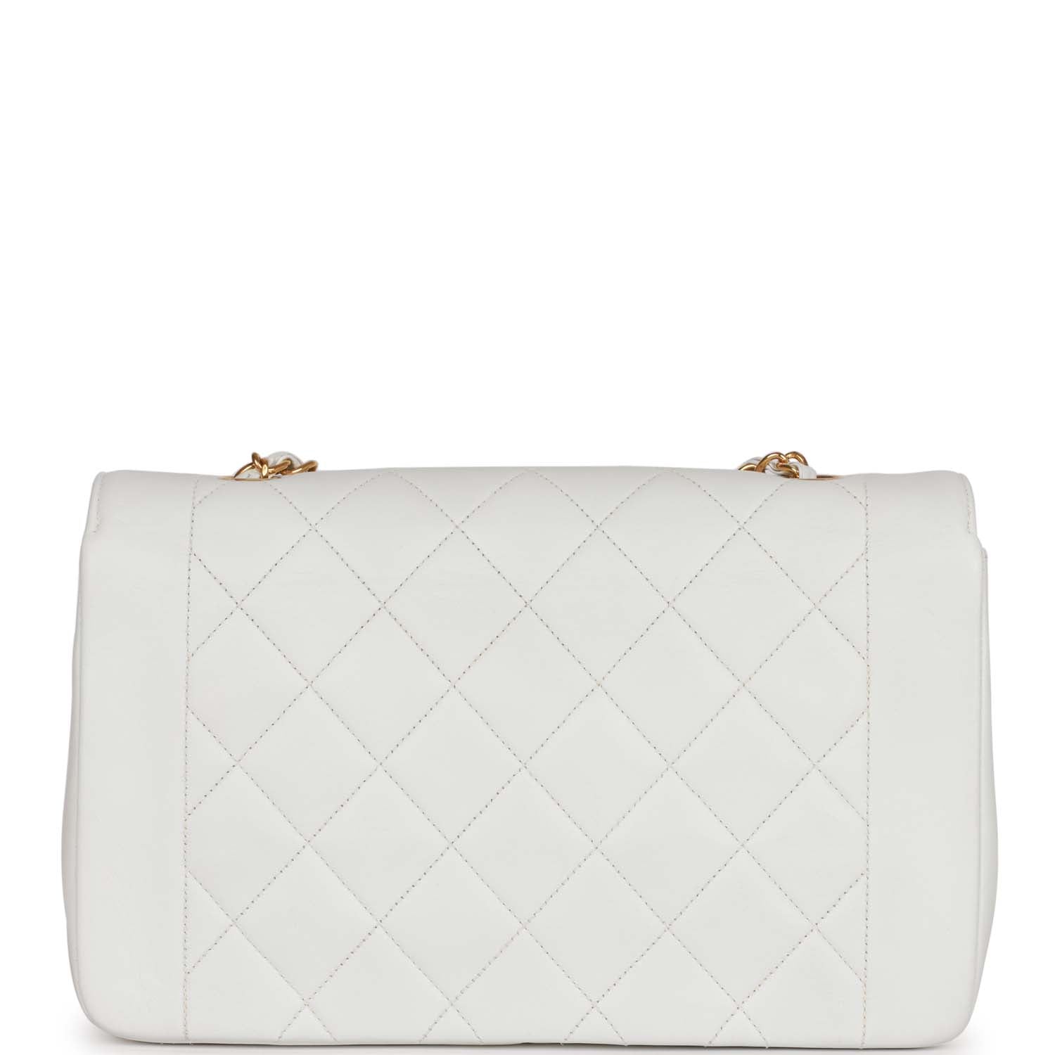   Chanel Medium Diana Flap Bag White Lambskin Gold Hardware