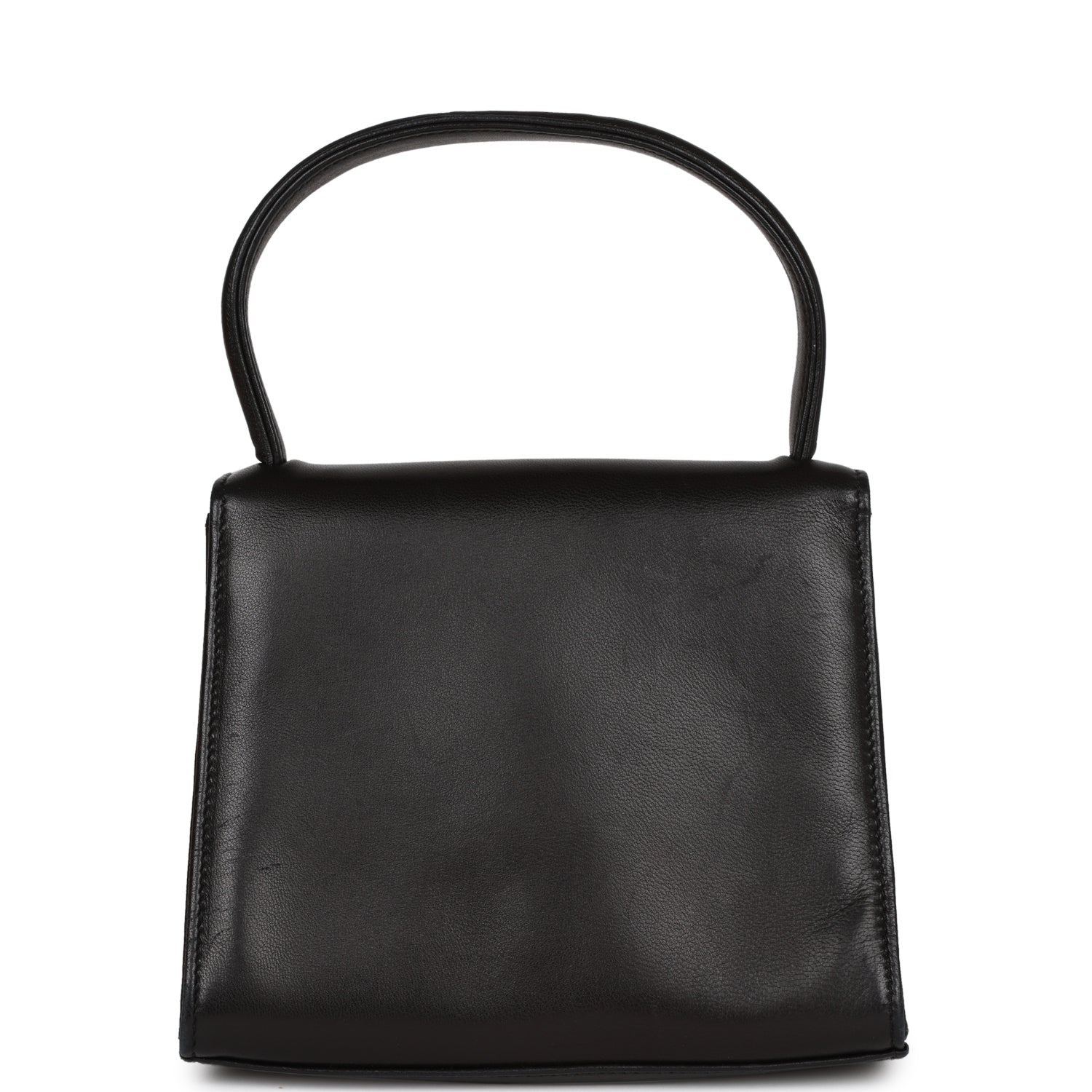   Chanel Flap Bag with Top Handle Black Lambskin Gold Hardware