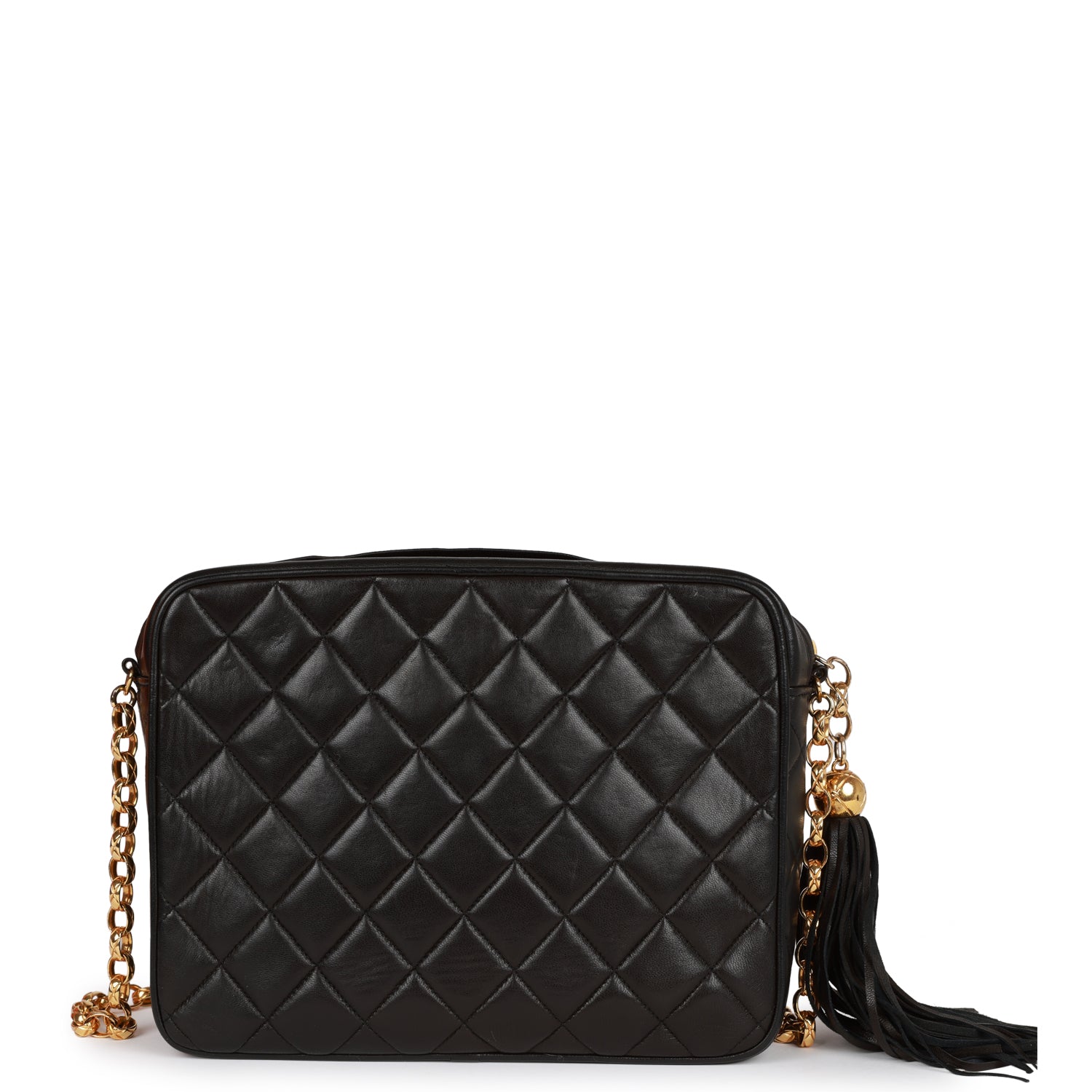   Chanel Small Diana Fringe Camera Bag Black Lambskin Gold Hardware