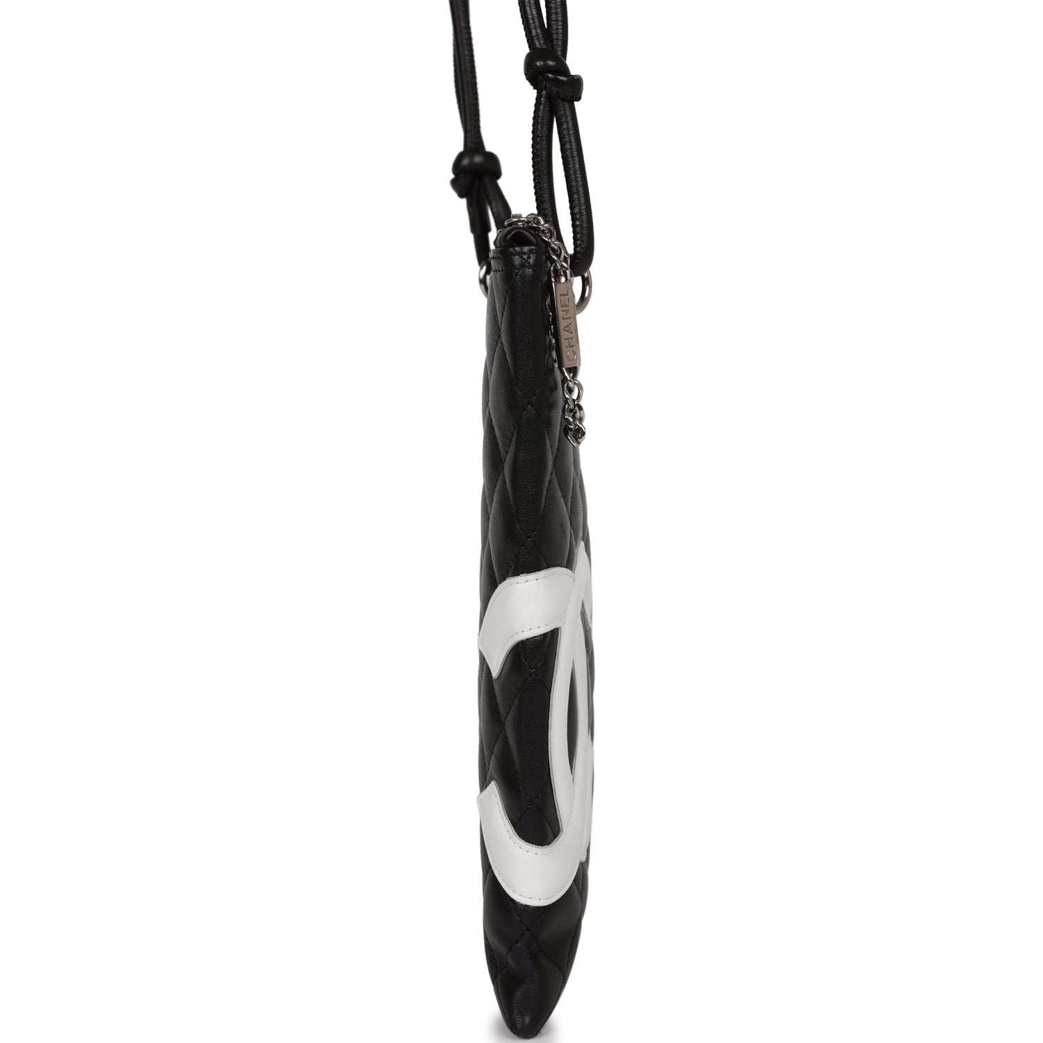Chanel Cambon Flat Messenger Black and White Lambskin Silver Hardware for Women