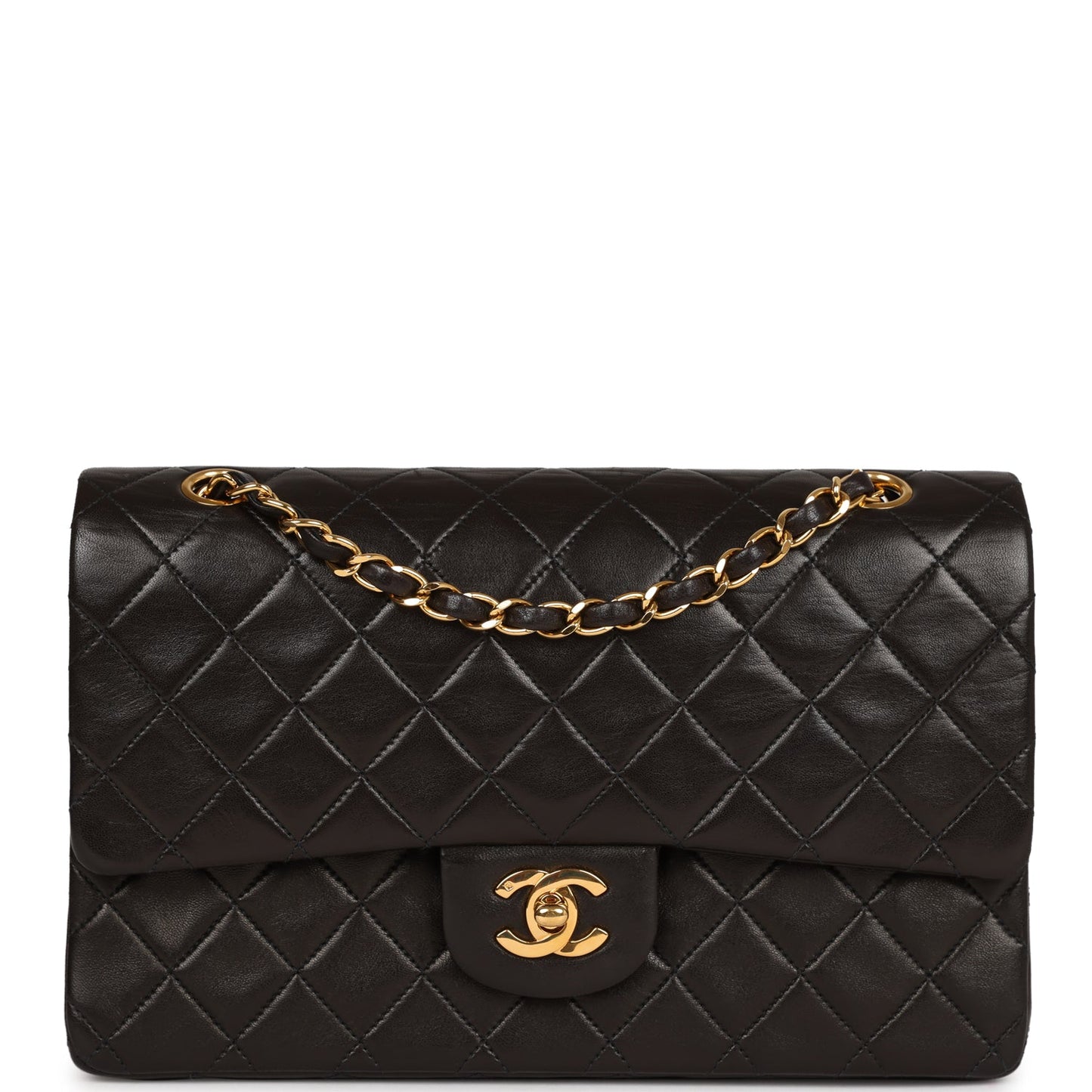 Chanel Medium Classic Double Flap Black Lambskin Gold Hardware Handbag