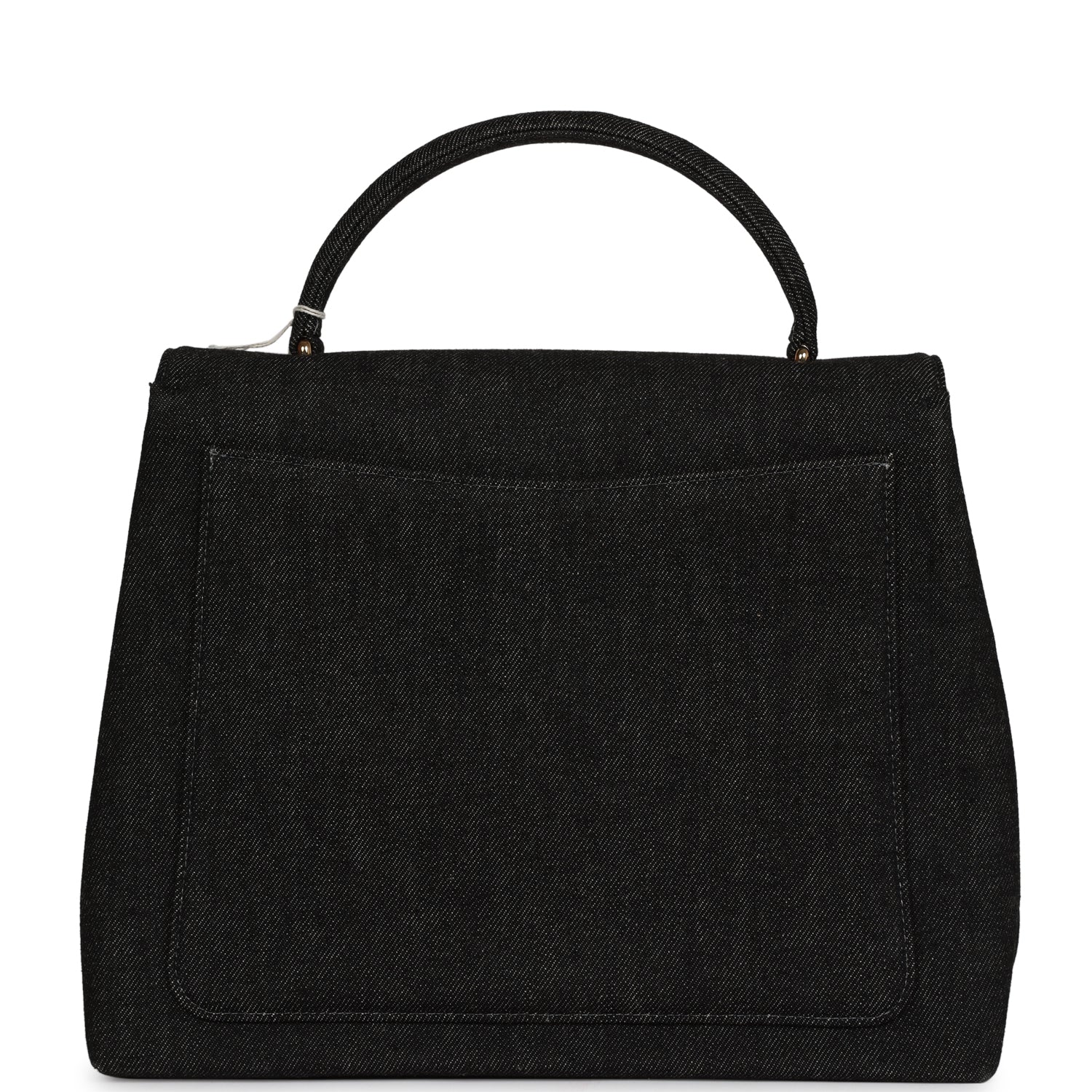   Chanel Kelly Top Handle Bag Black Denim Gold Hardware