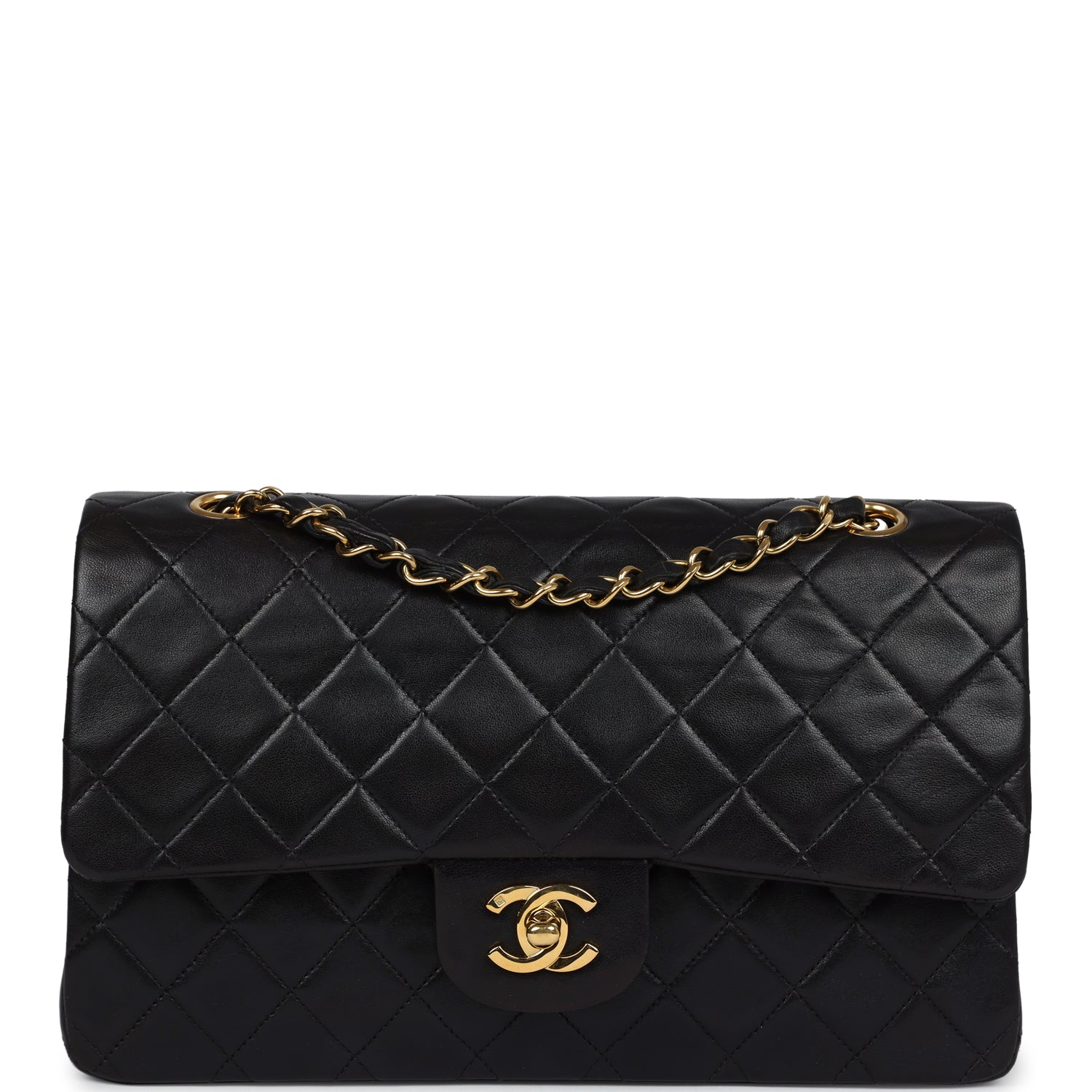 Chanel Medium Classic Double Flap Black Lambskin Gold Hardware Handbag