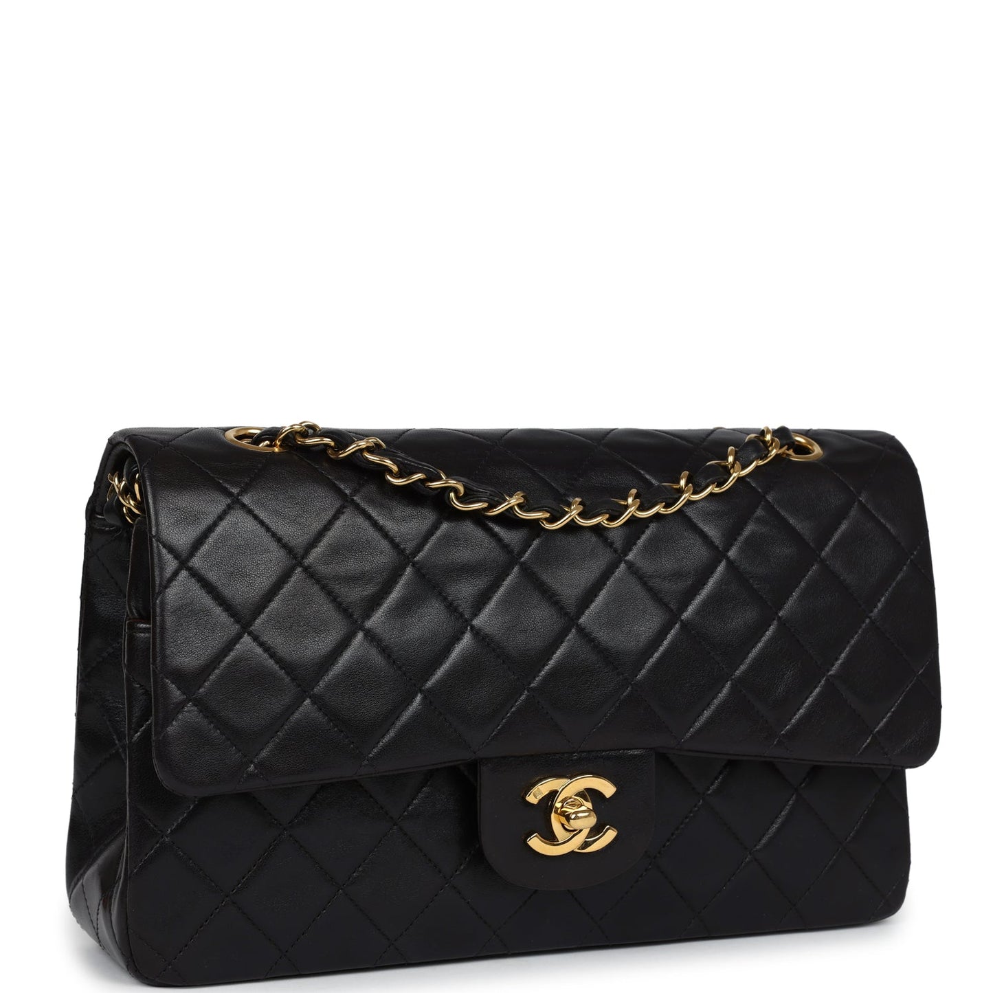 Chanel Medium Classic Double Flap Black Lambskin Gold Hardware Handbag