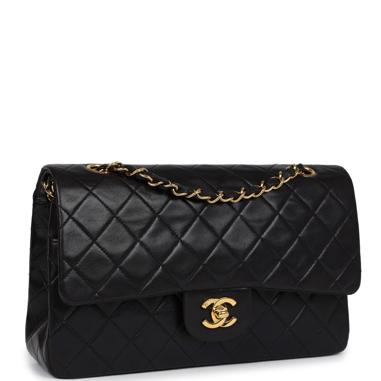 Chanel Medium Classic Double Flap Black Lambskin Gold Hardware Handbag
