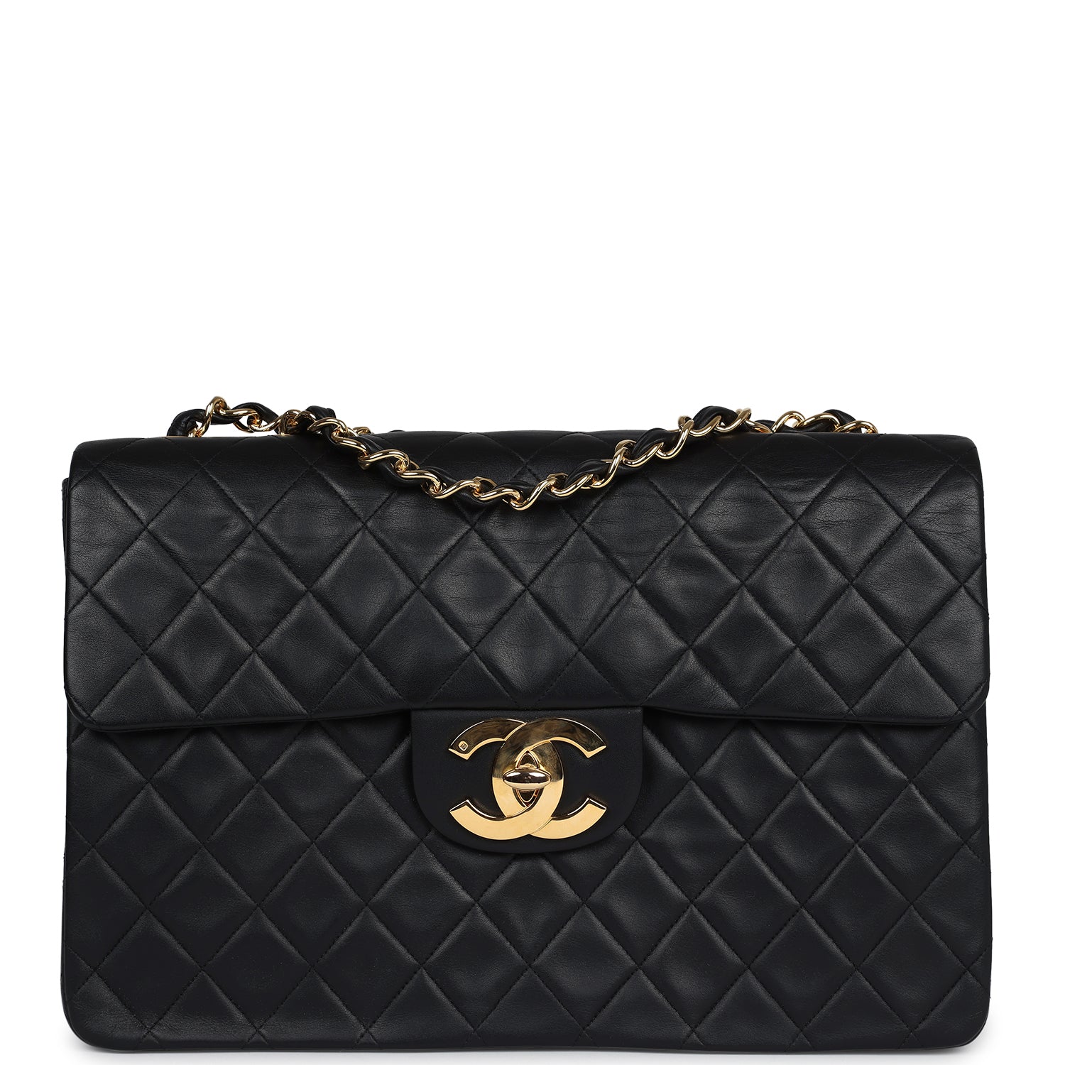 Chanel Xl Jumbo Maxi Flap Bag Black Lambskin Gold Hardware