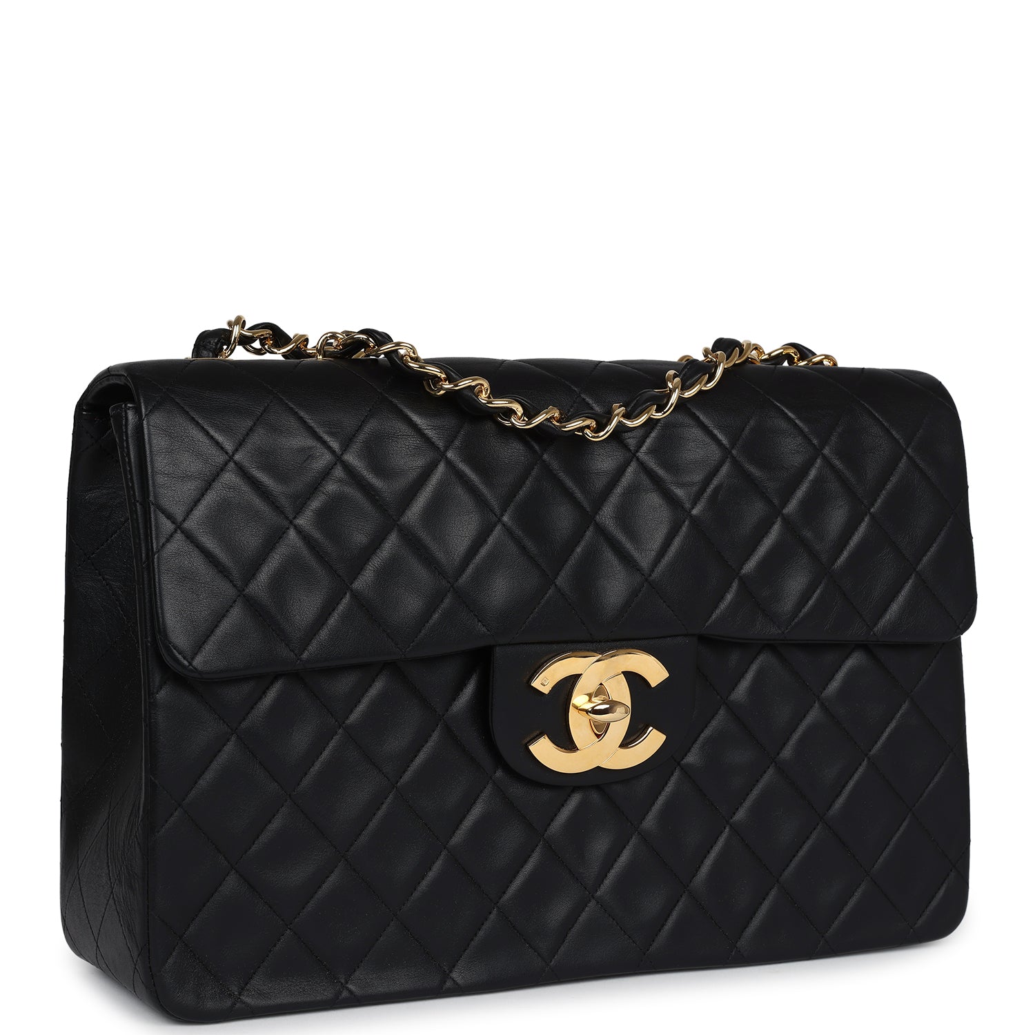Chanel Xl Jumbo Maxi Flap Bag Black Lambskin Gold Hardware