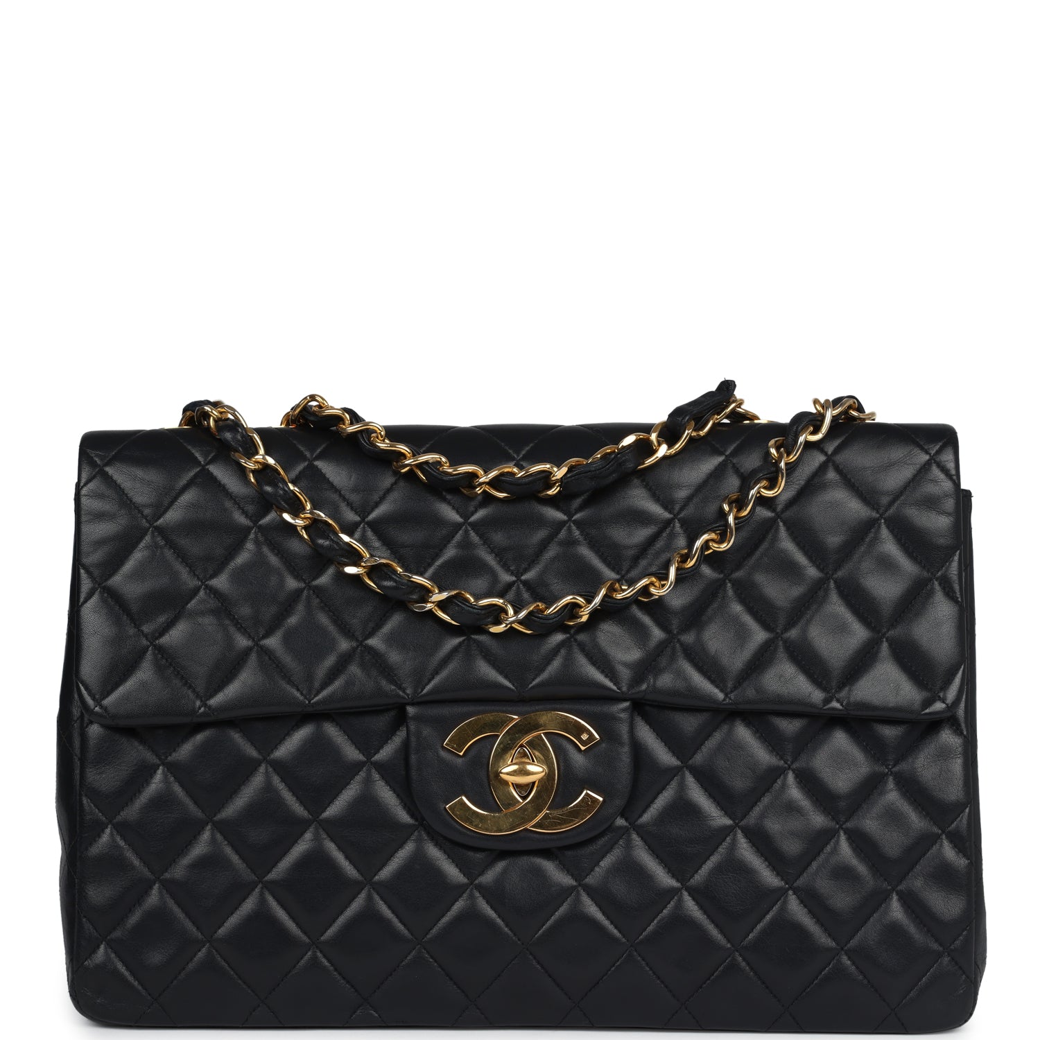 Chanel Xl Jumbo Maxi Flap Bag Black Lambskin Gold Hardware 2