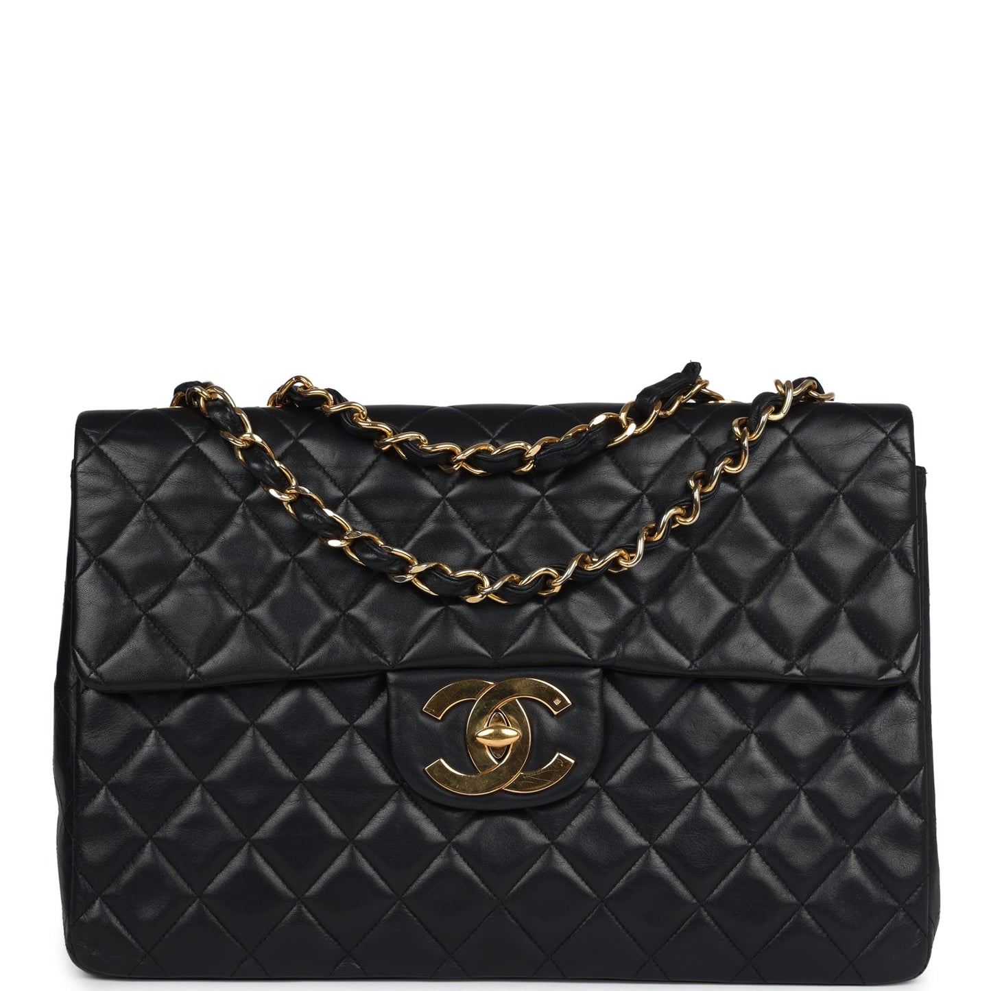 Chanel Xl Jumbo Maxi Flap Bag Black Lambskin Gold Hardware