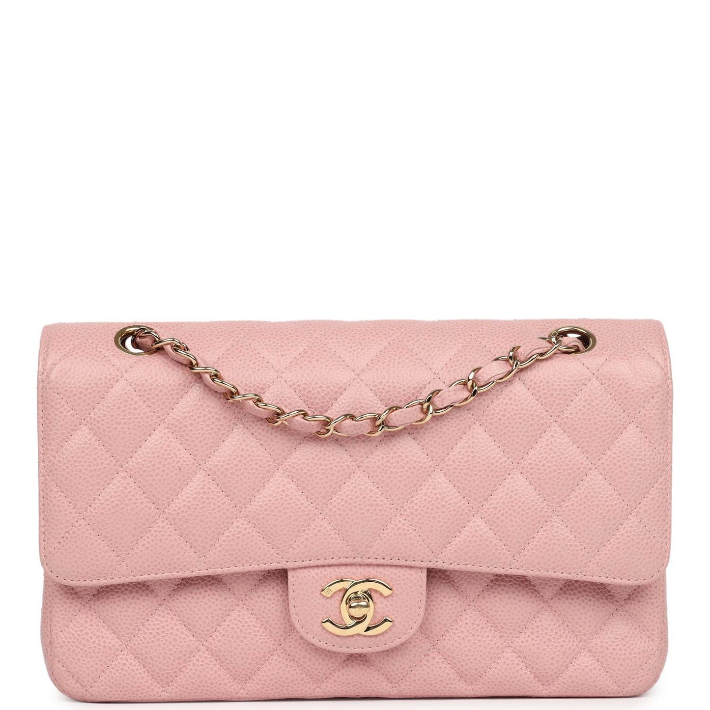 Chanel Medium Classic Double Flap Bag Pink Caviar Gold Hardware
