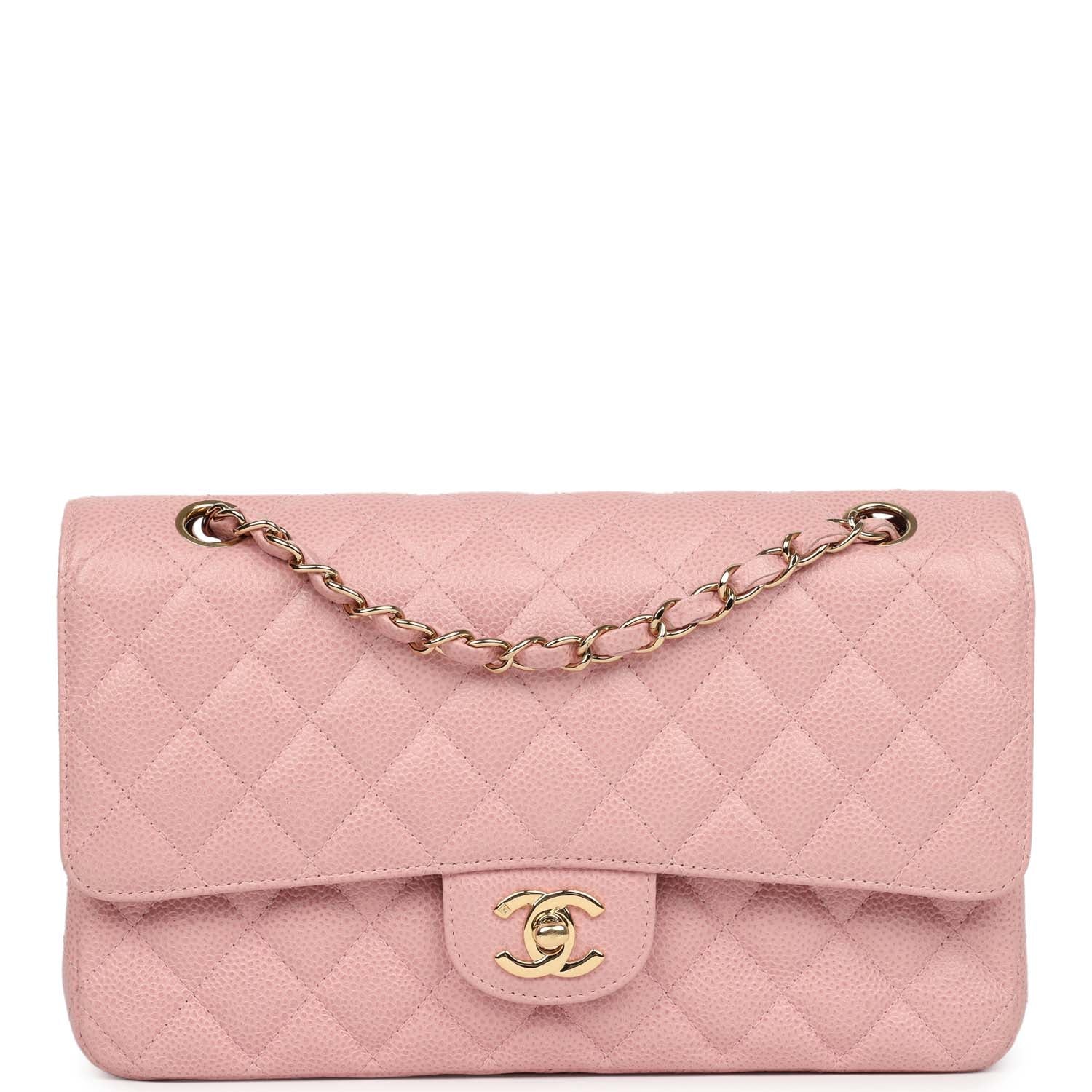 Chanel Medium Classic Double Flap Bag Pink Caviar Gold Hardware